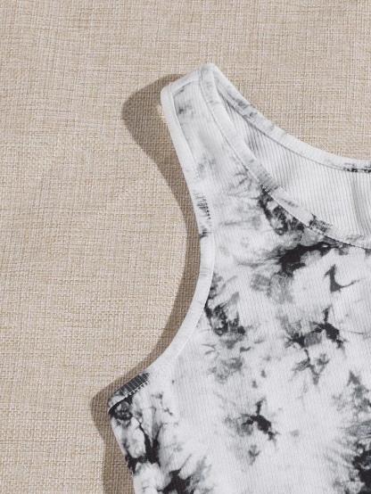 Waist Knot Tie Dye Romper-Comfy Jumpsuits