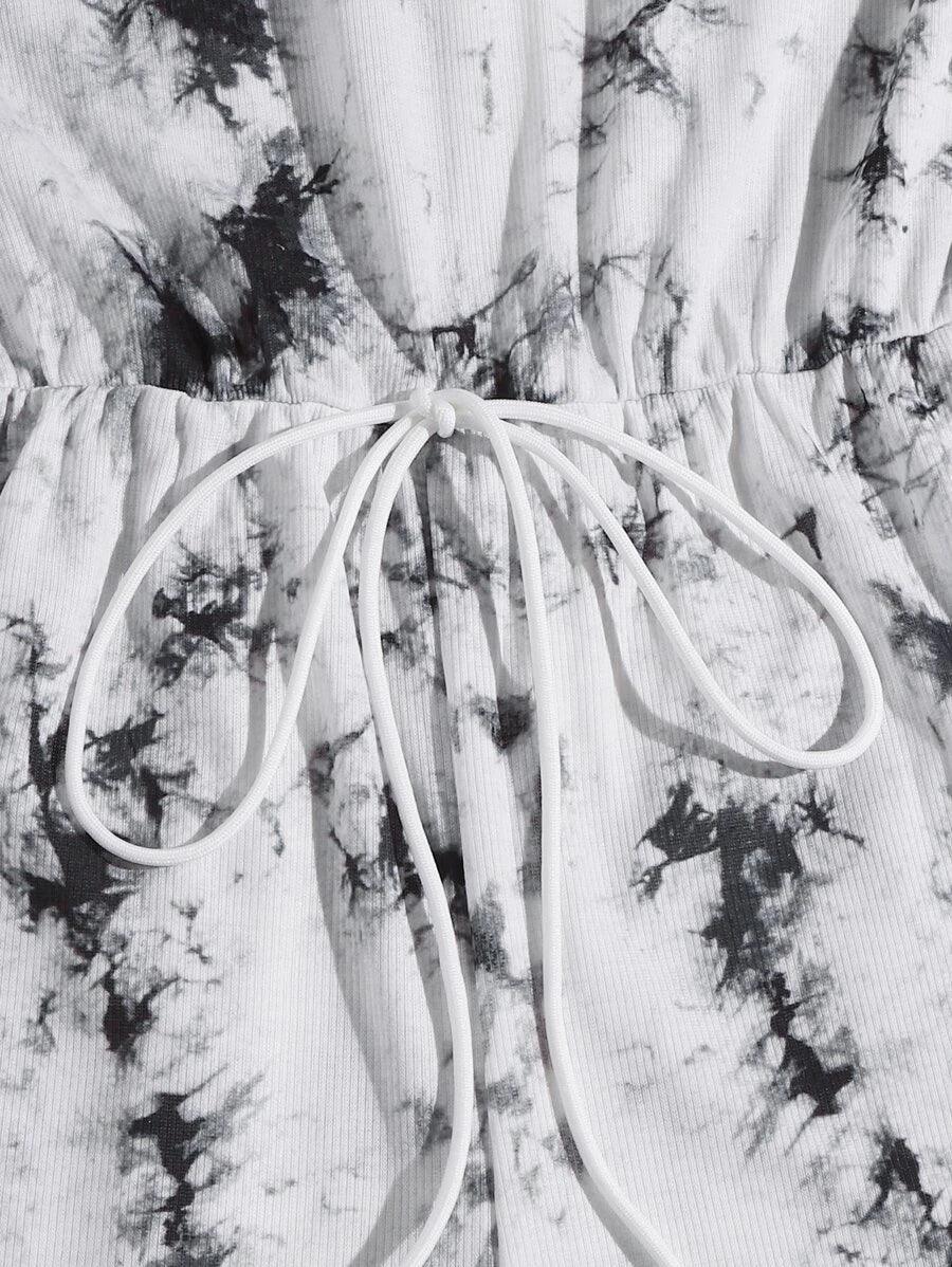 Waist Knot Tie Dye Romper-Comfy Jumpsuits