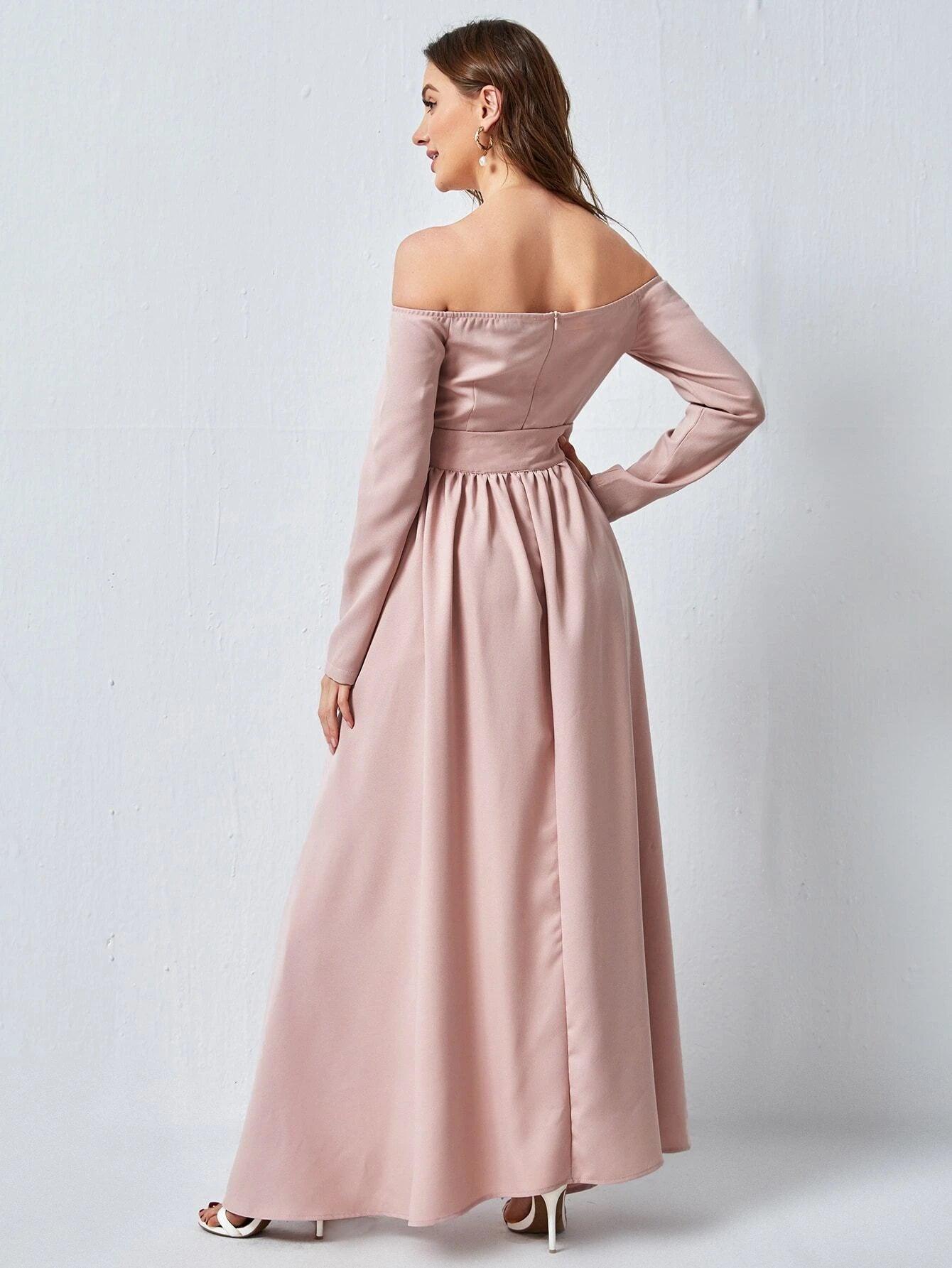 Off Shoulder Belted Jumpsuit With Skirt-Comfy Jumpsuits