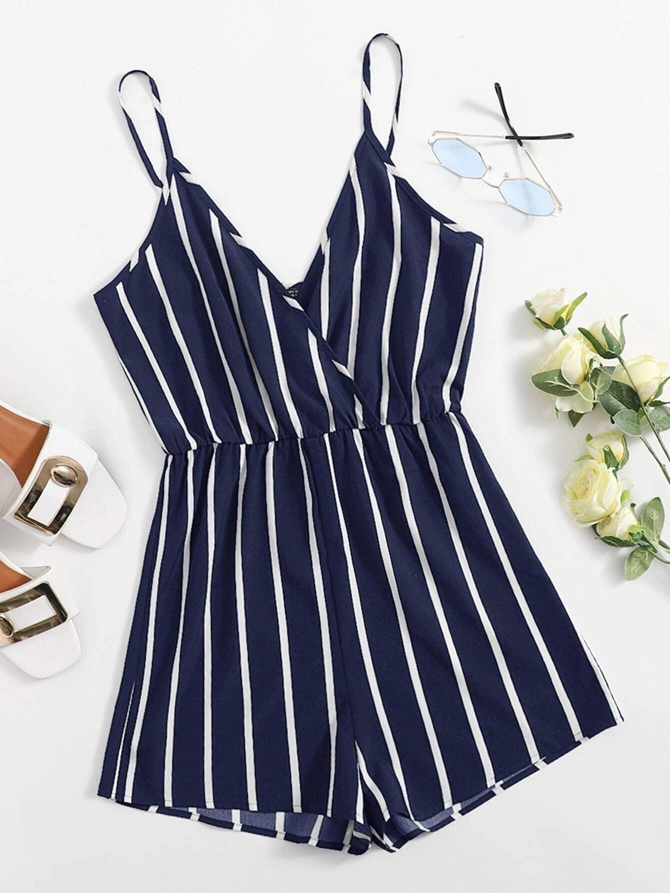 Striped Cami Romper-Comfy Jumpsuits