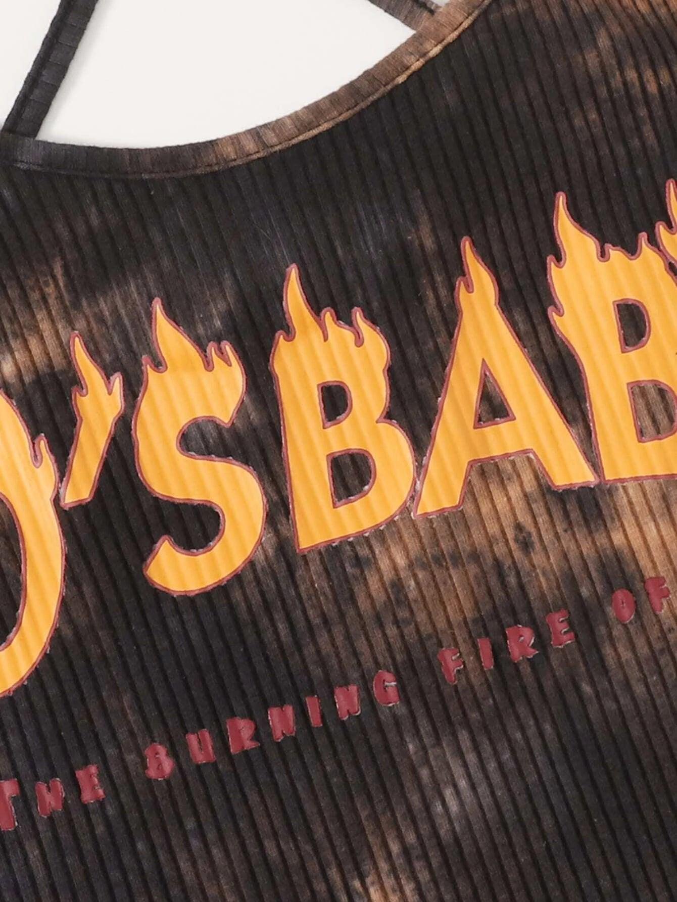 Letter Graphic Tie Dye Slip Romper-Comfy Jumpsuits