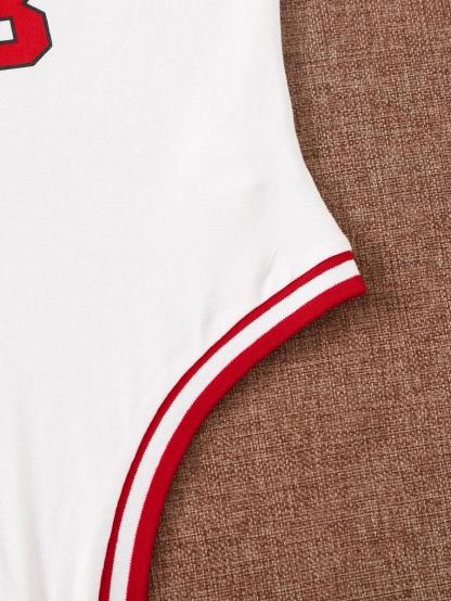 Letter Graphic Ringer Bodysuit-Comfy Jumpsuits