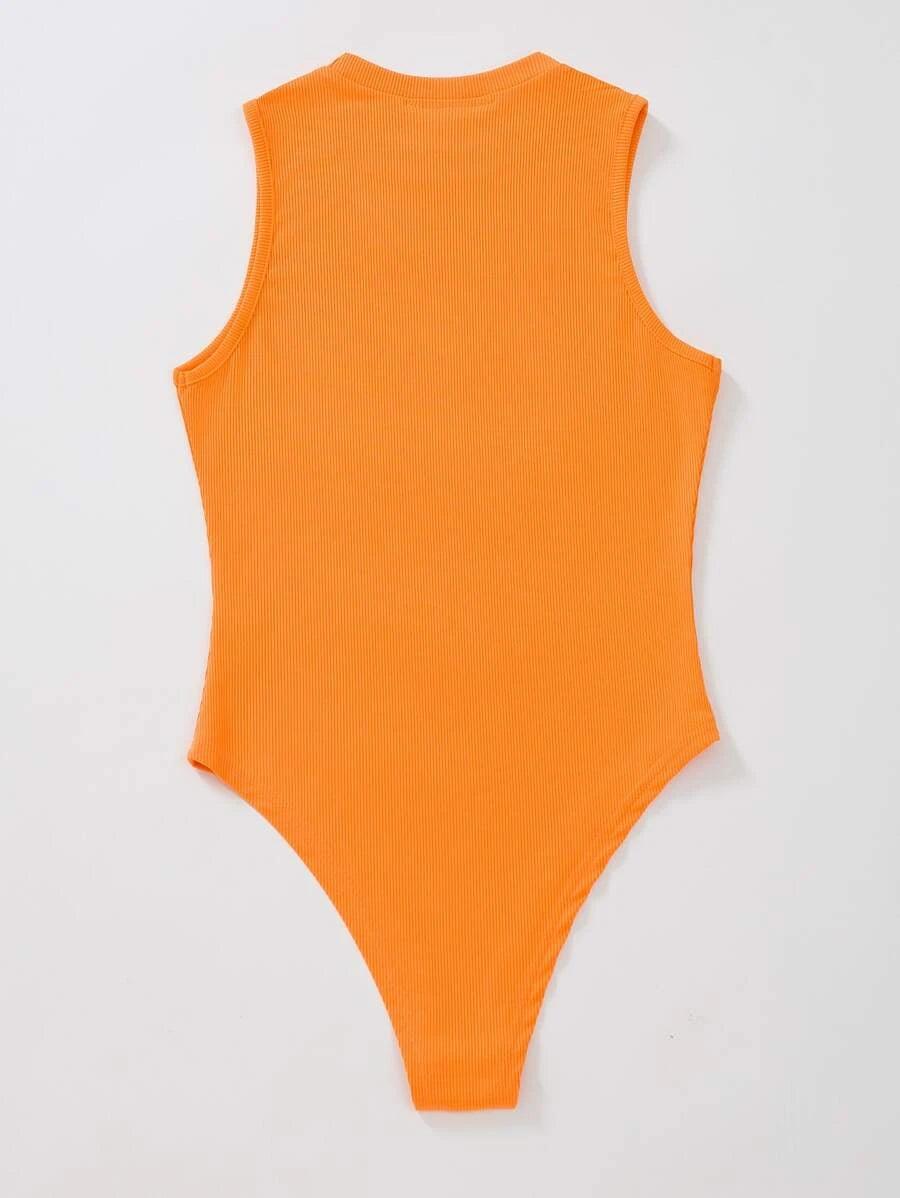 Solid Mock Neck Slim Fit Bodysuit