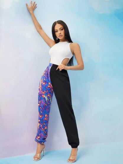 Cutout Side Solid Bodysuit-Comfy Jumpsuits