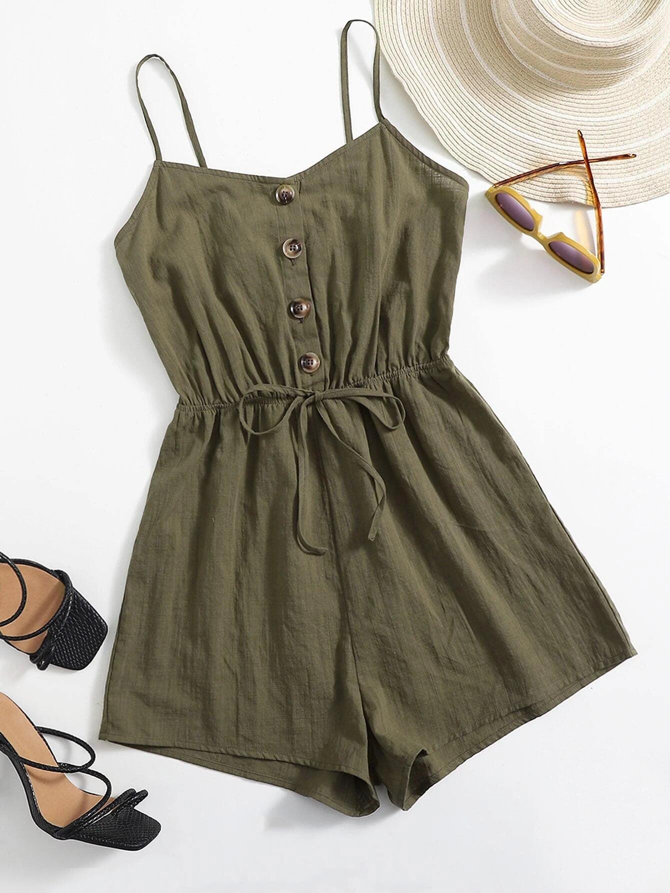 Single Colored Cami Romper-Comfy Jumpsuits