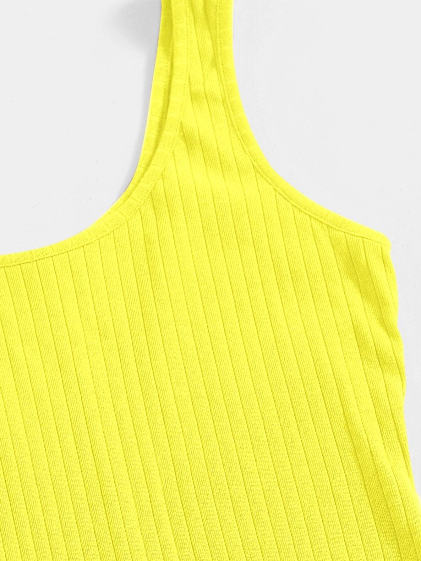 Scoop Neck Rib-knit Tank Unitard Romper-Comfy Jumpsuits