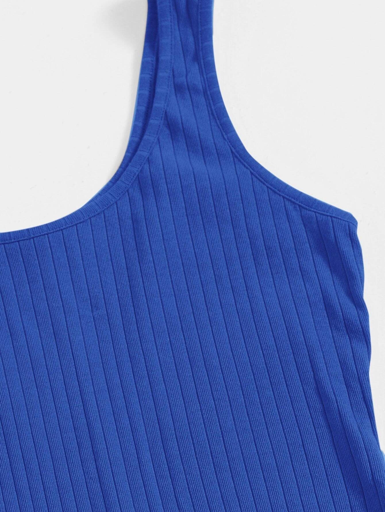 Scoop Neck Rib-knit Tank Unitard Romper-Comfy Jumpsuits