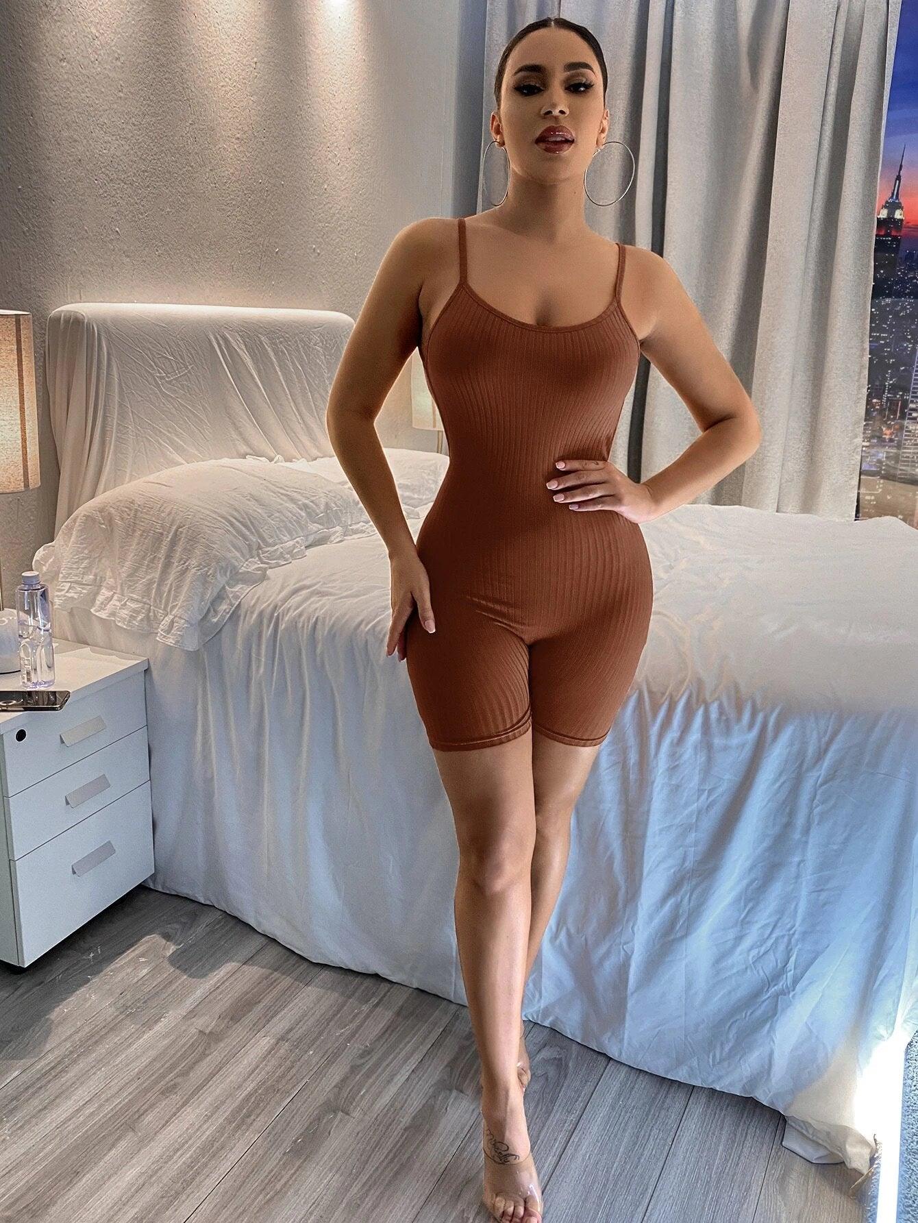 Backless Skinny Cami Romper-Comfy Jumpsuits