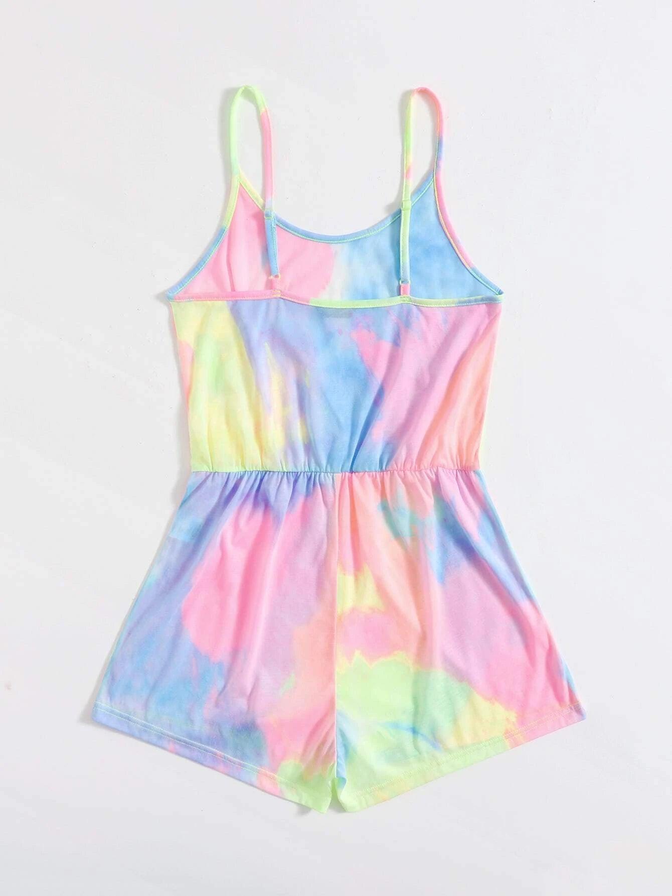 Tie Dye Cami Romper-Comfy Jumpsuits