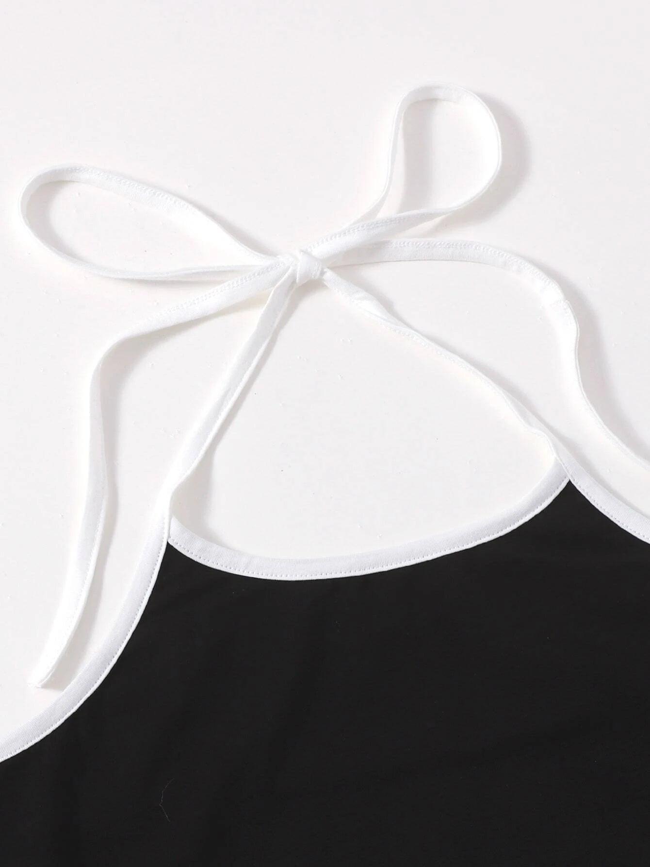 Contrast Binding Halter Romper-Comfy Jumpsuits