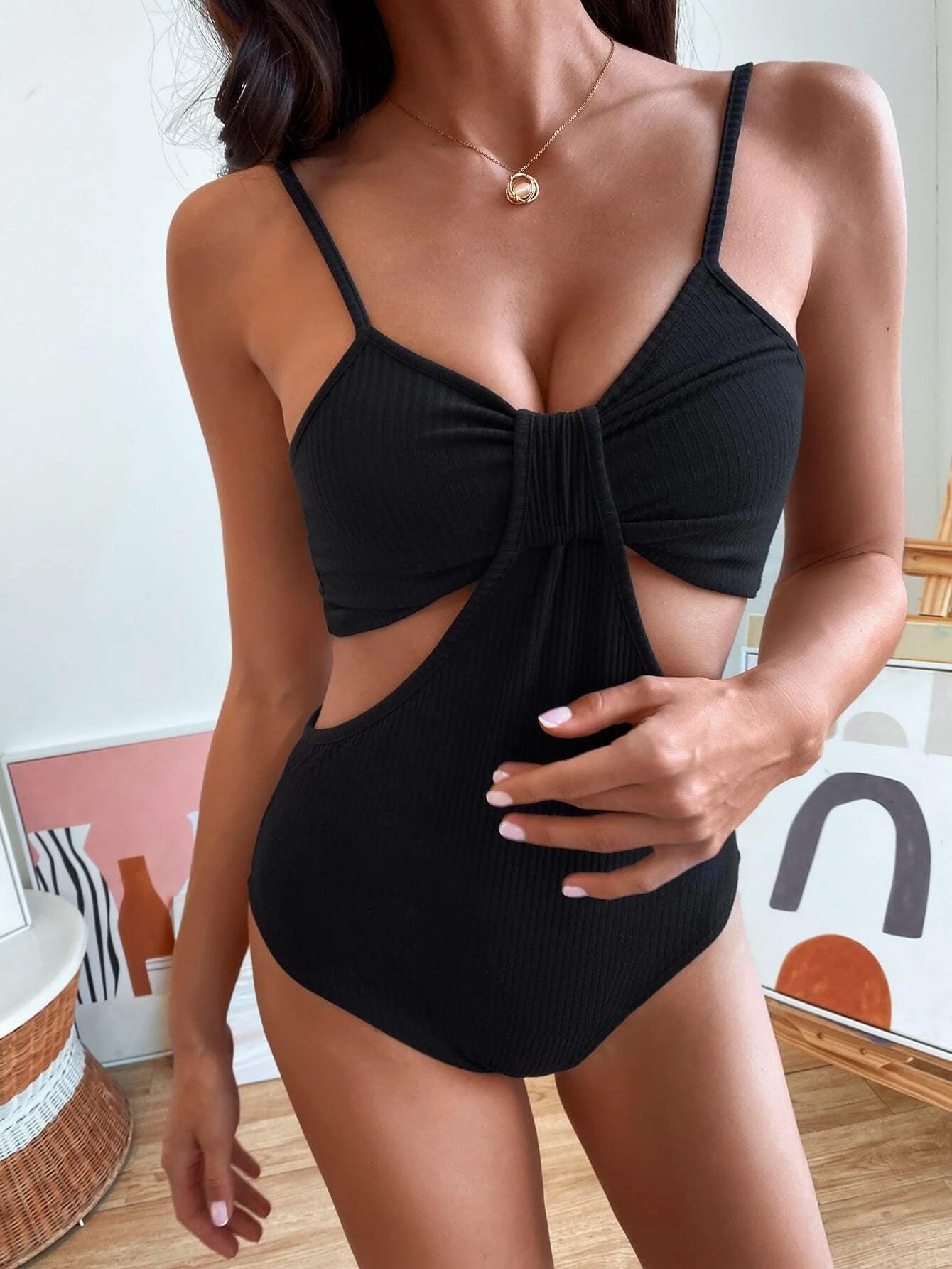Ruched Cut Out Cami Bodysuit-Comfy Jumpsuits