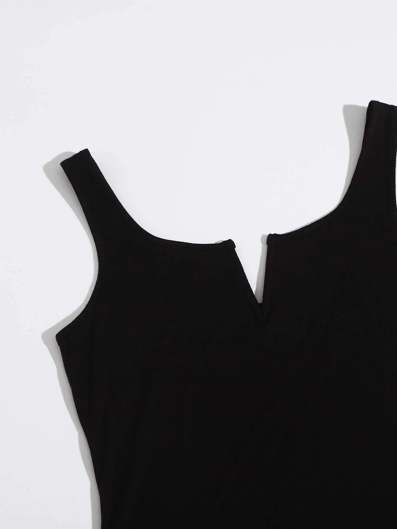 Sleeveless Notch Neck Solid Colored Romper-Comfy Jumpsuits