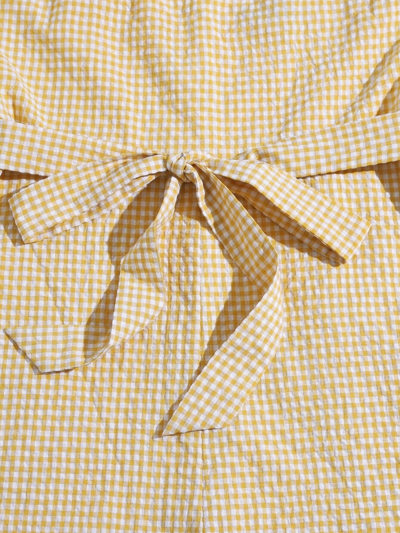 Gingham Belted Slip Romper-Comfy Jumpsuits