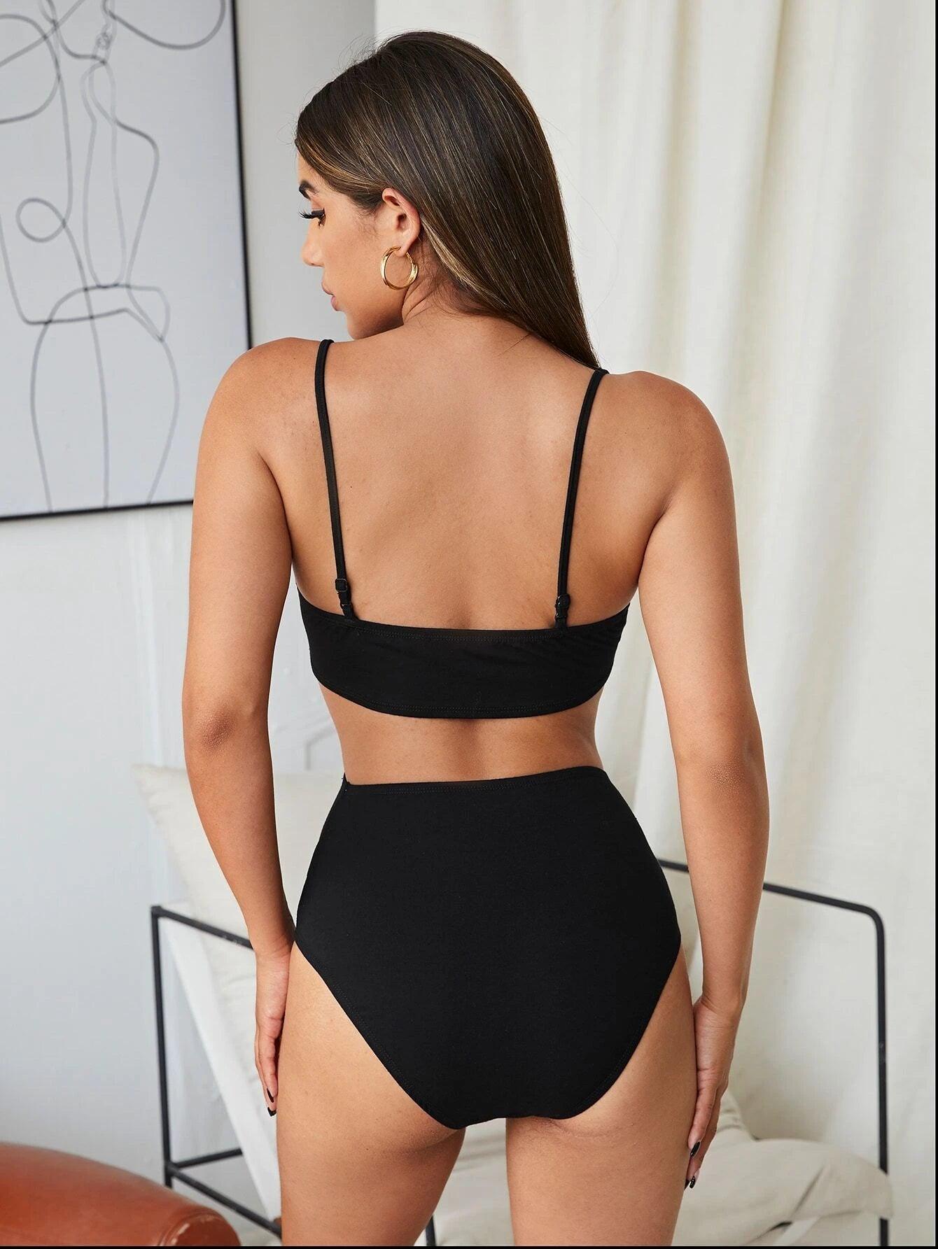 Slim Fit Front Cutout Cami Bodysuit-Comfy Jumpsuits