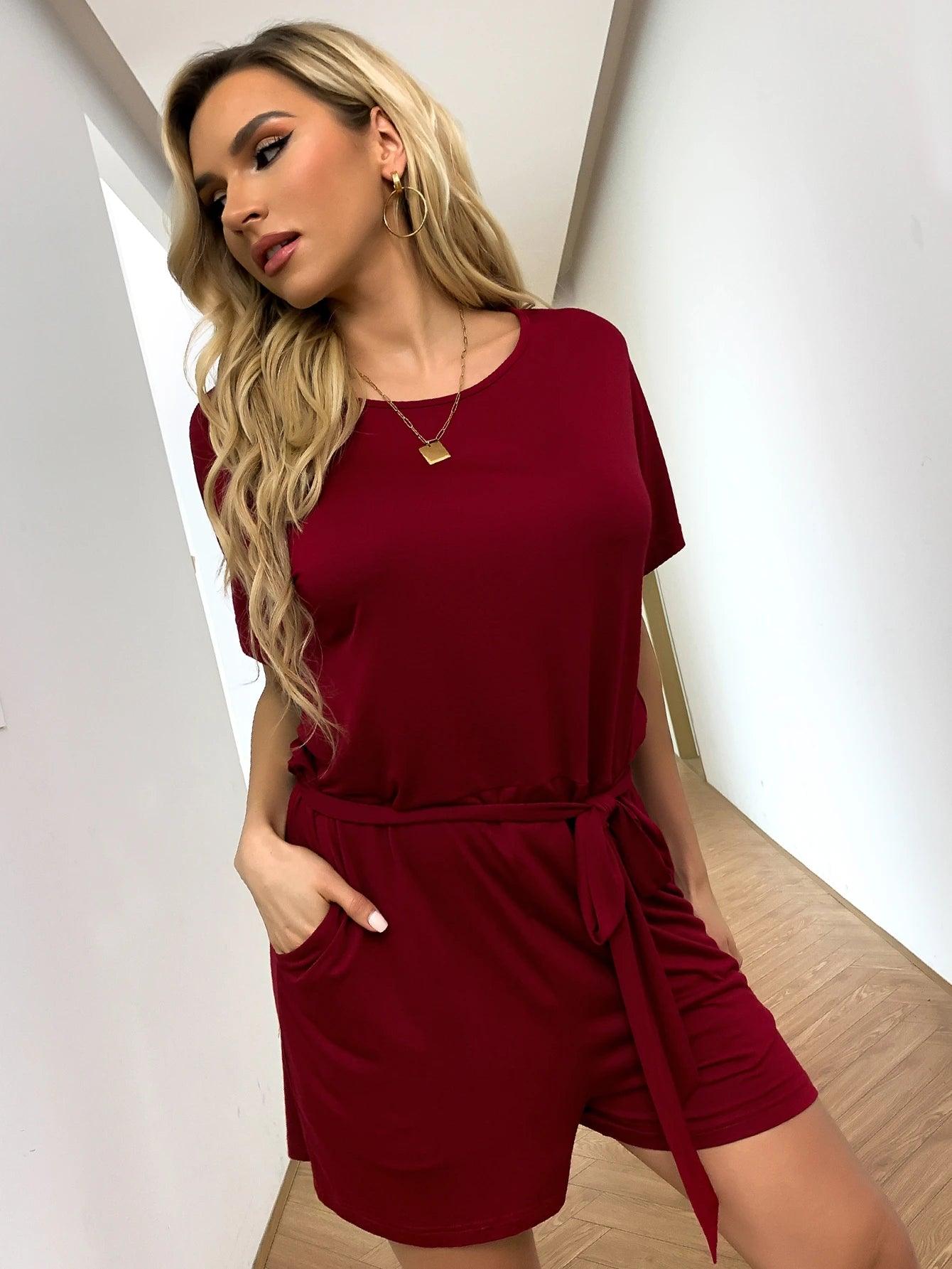 Tie Front Keyhole Back Romper-Comfy Jumpsuits