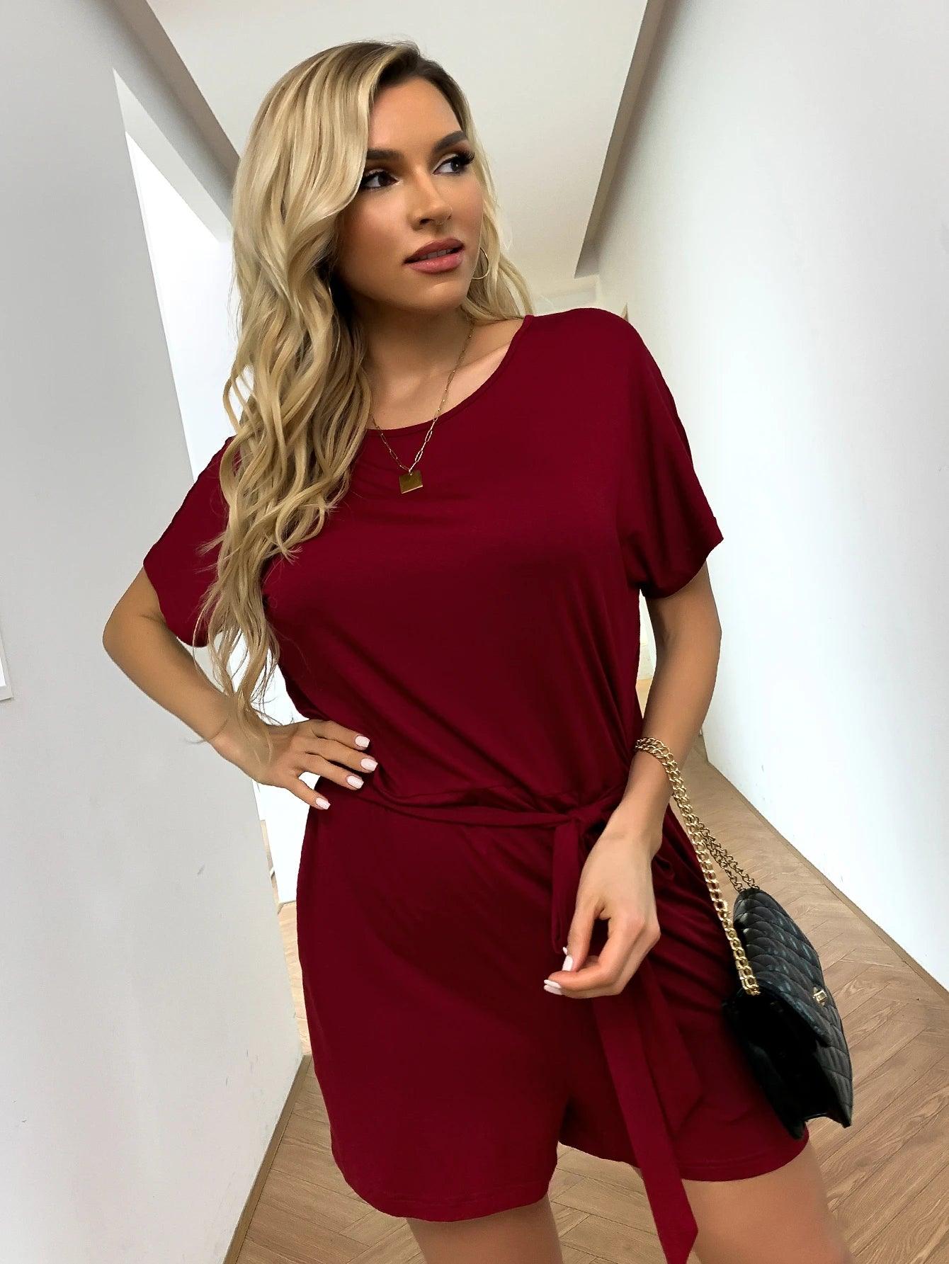 Tie Front Keyhole Back Romper-Comfy Jumpsuits