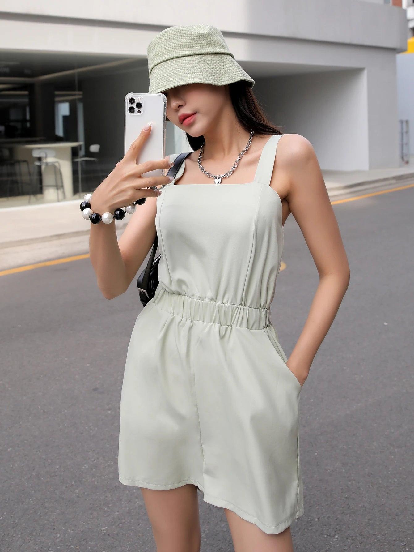 Casual Sleeveless Cami Romper-Comfy Jumpsuits