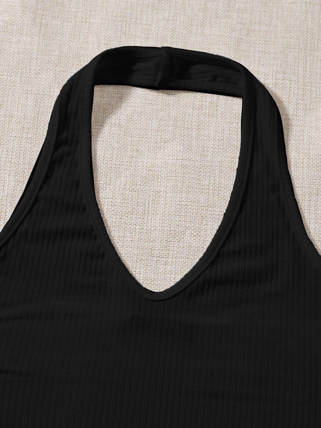 Ribbed Halter Bodysuit-Comfy Jumpsuits