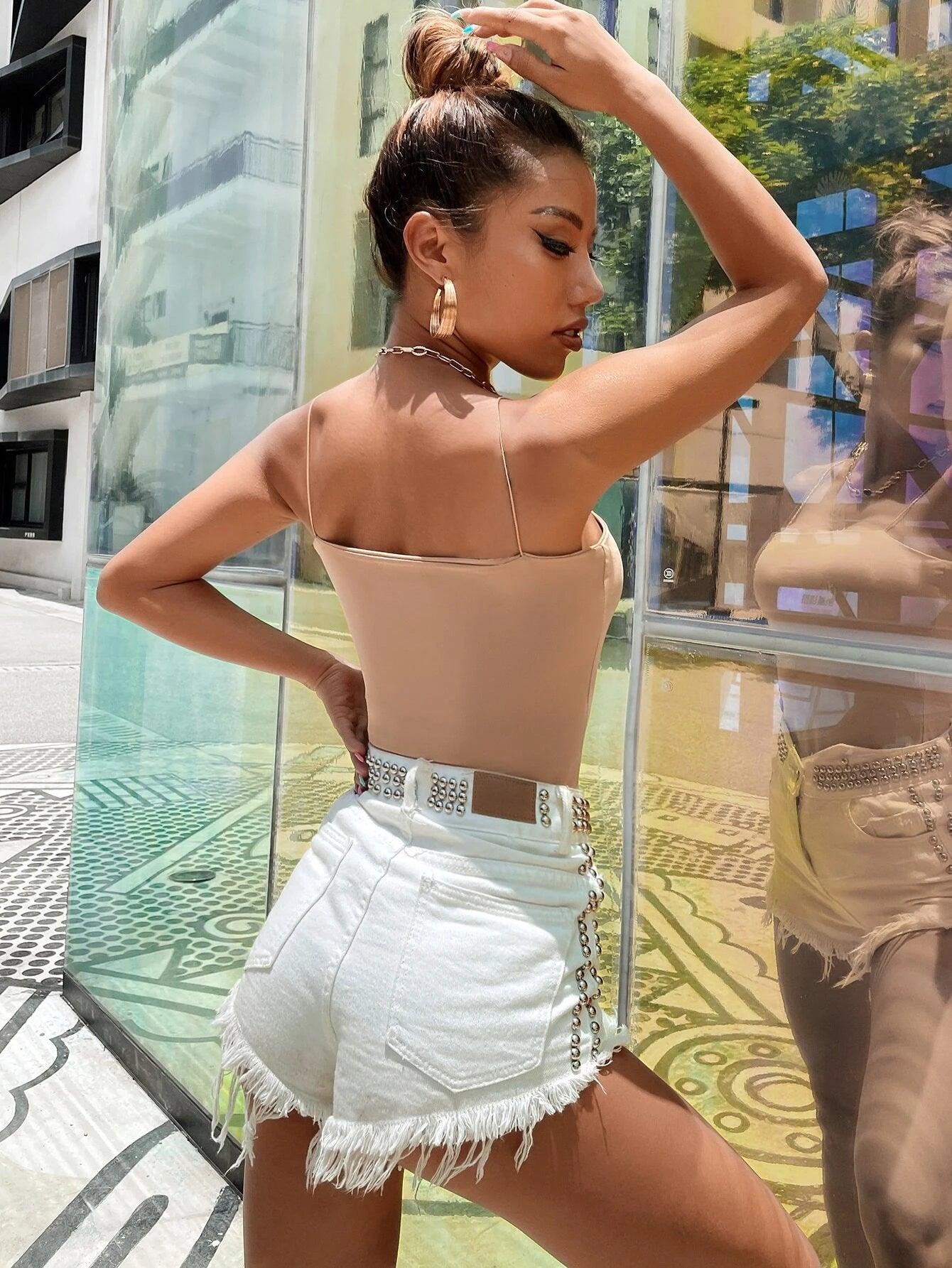 Graceful Spaghetti Strap Cami Bodysuit-Comfy Jumpsuits