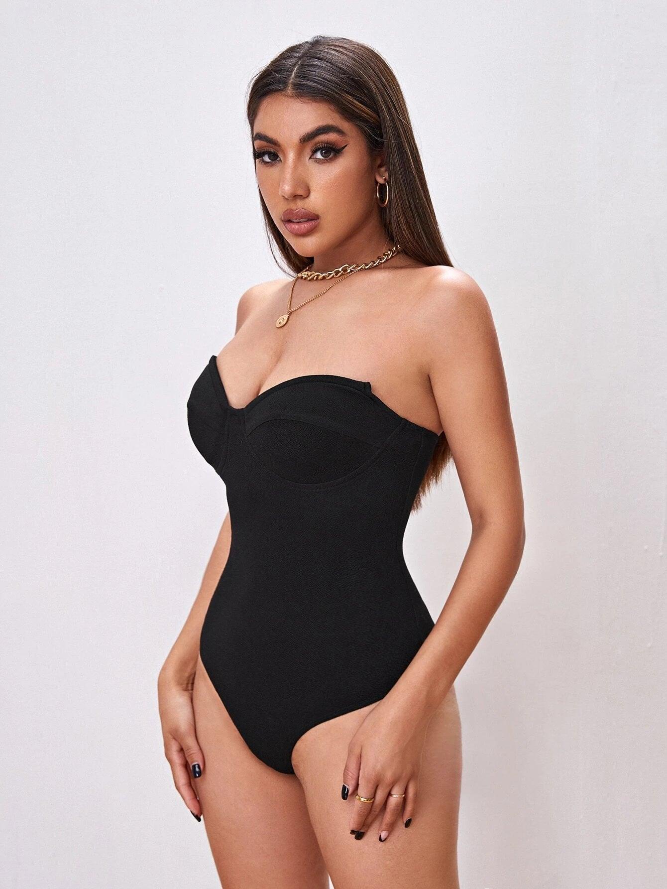 Solid Colored Tube Bodysuit-Comfy Jumpsuits