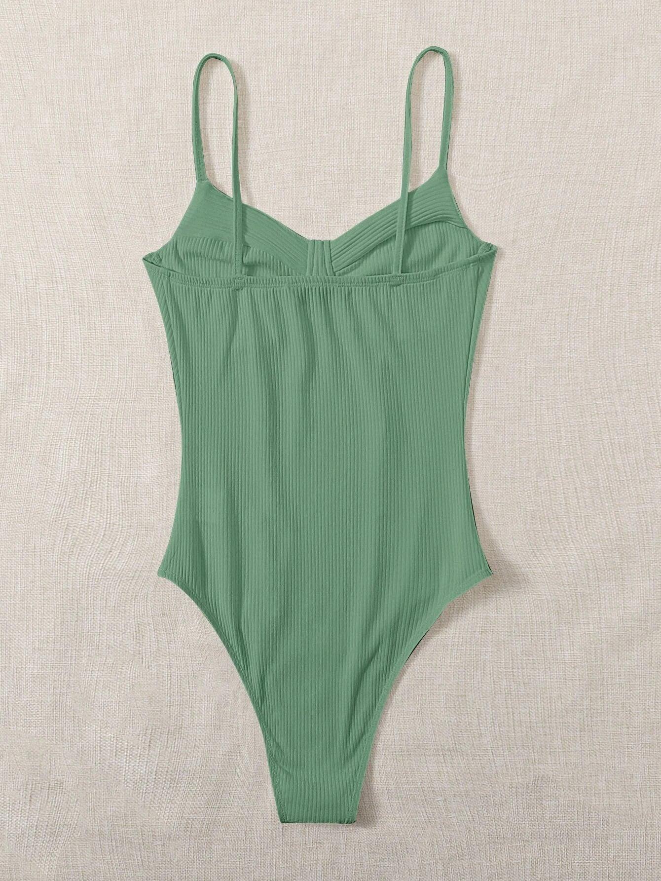 Colored Rib-Knit Bodysuit-Comfy Jumpsuits