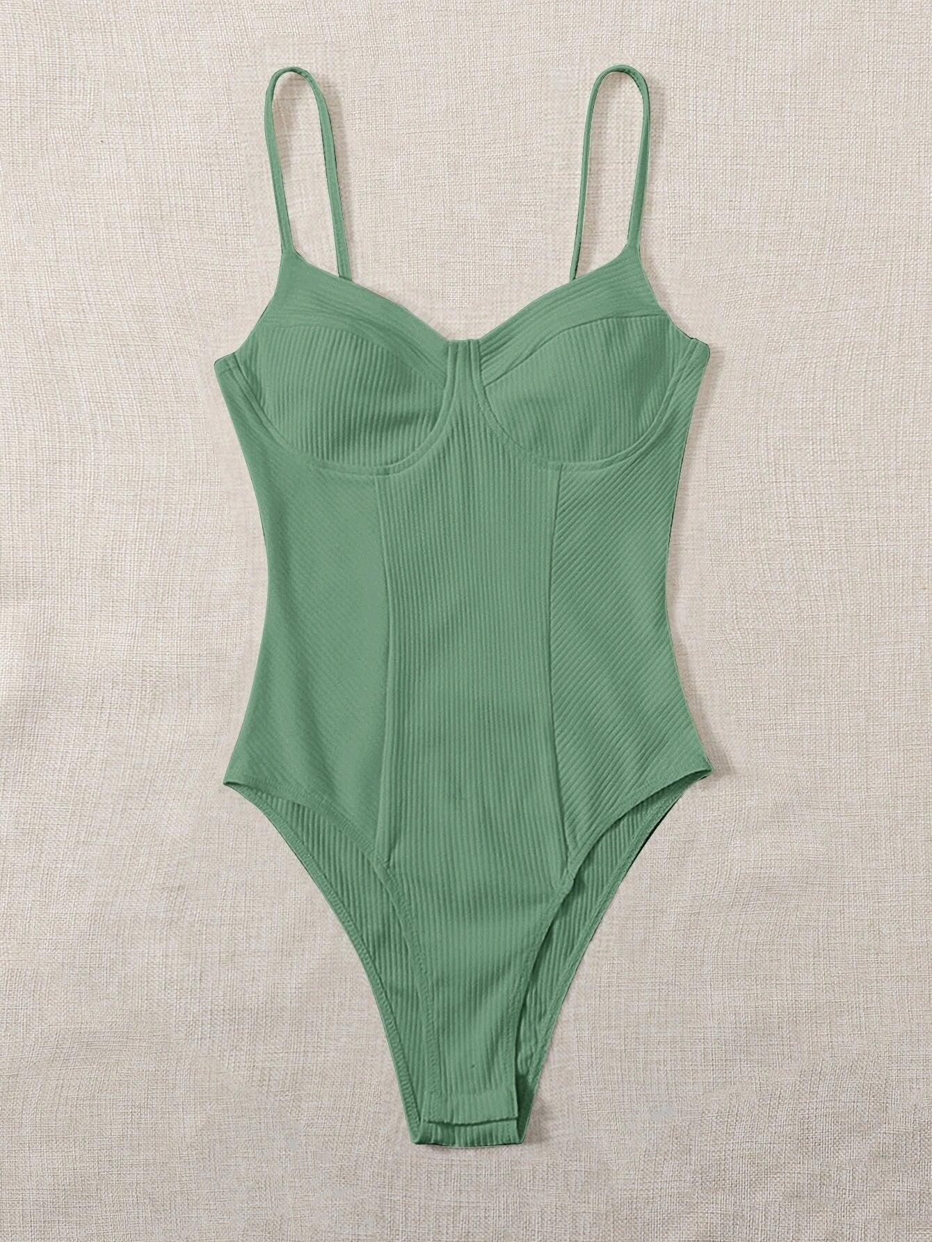 Colored Rib-Knit Bodysuit-Comfy Jumpsuits