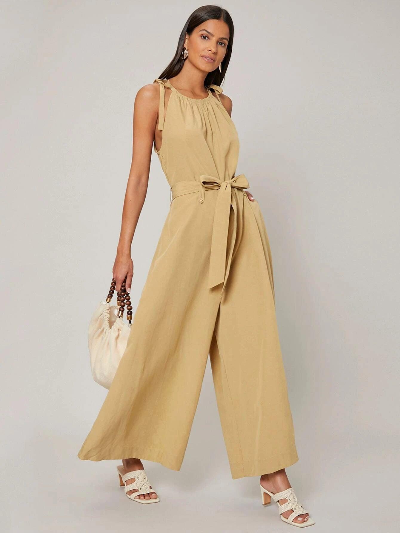 Halter Neck Cami Jumpsuit-Comfy Jumpsuits
