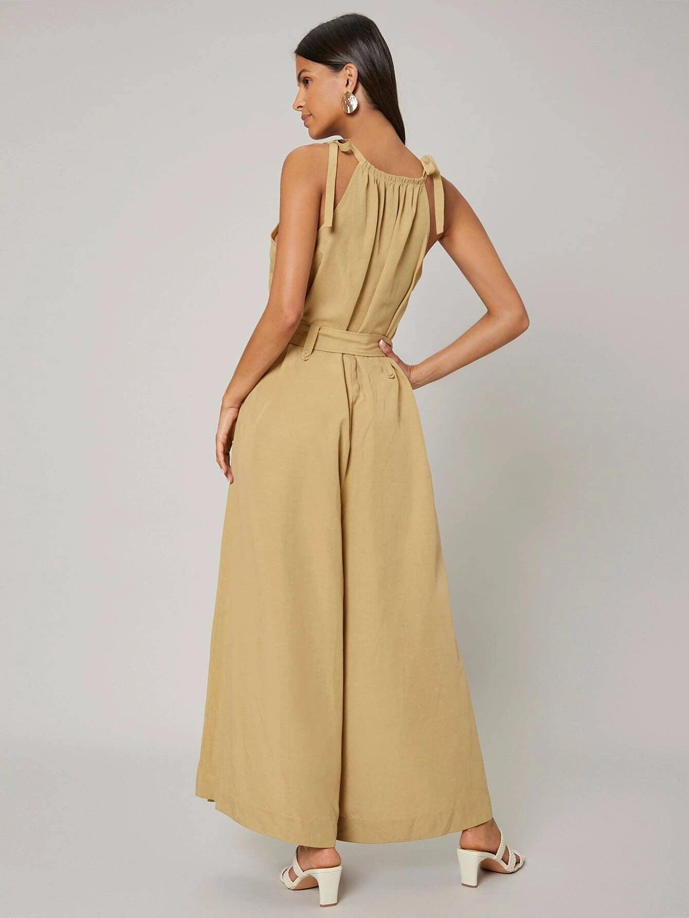 Halter Neck Cami Jumpsuit-Comfy Jumpsuits