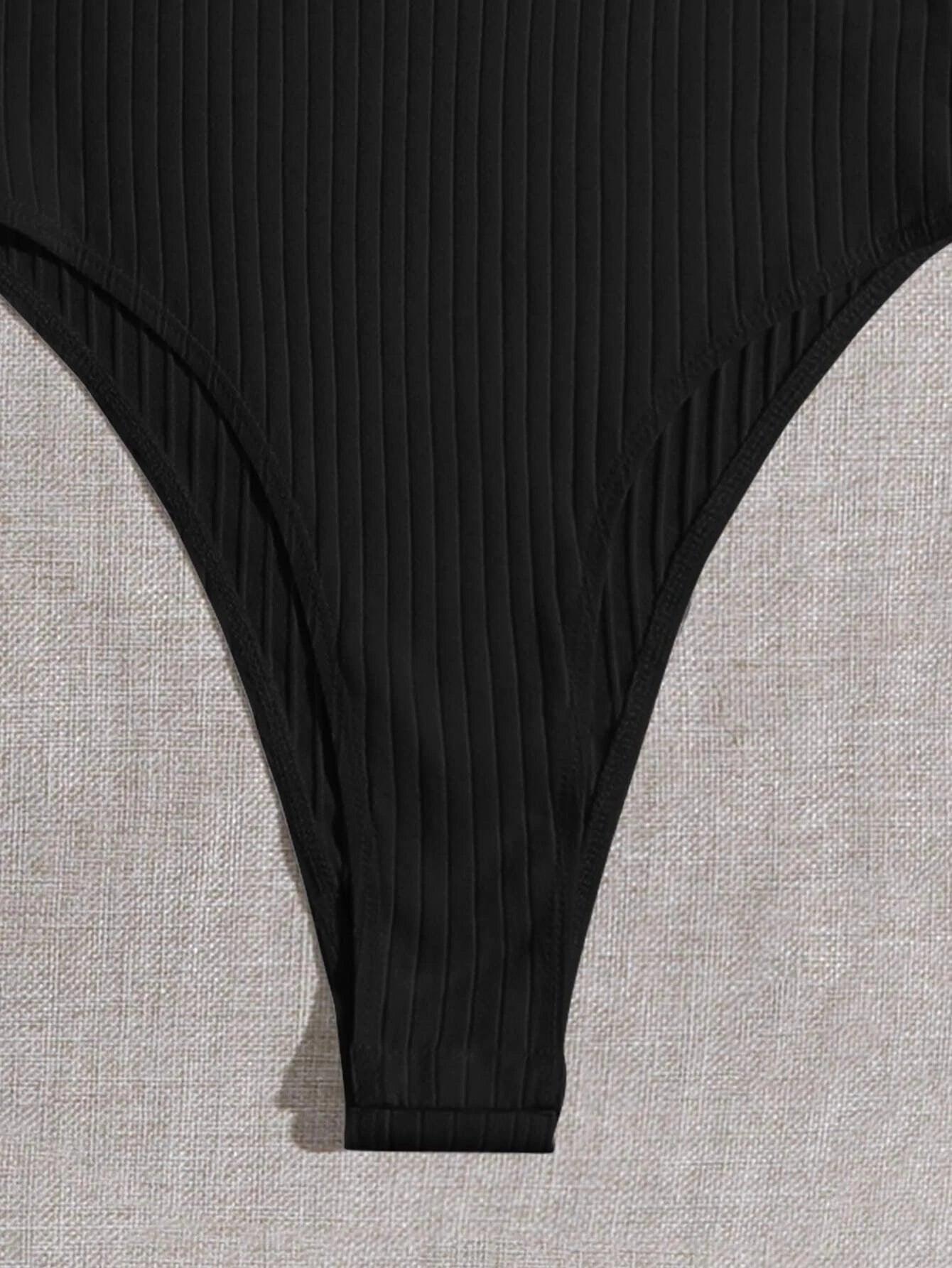 Lettuce Trim Ribbed Knit Bodysuit-Comfy Jumpsuits