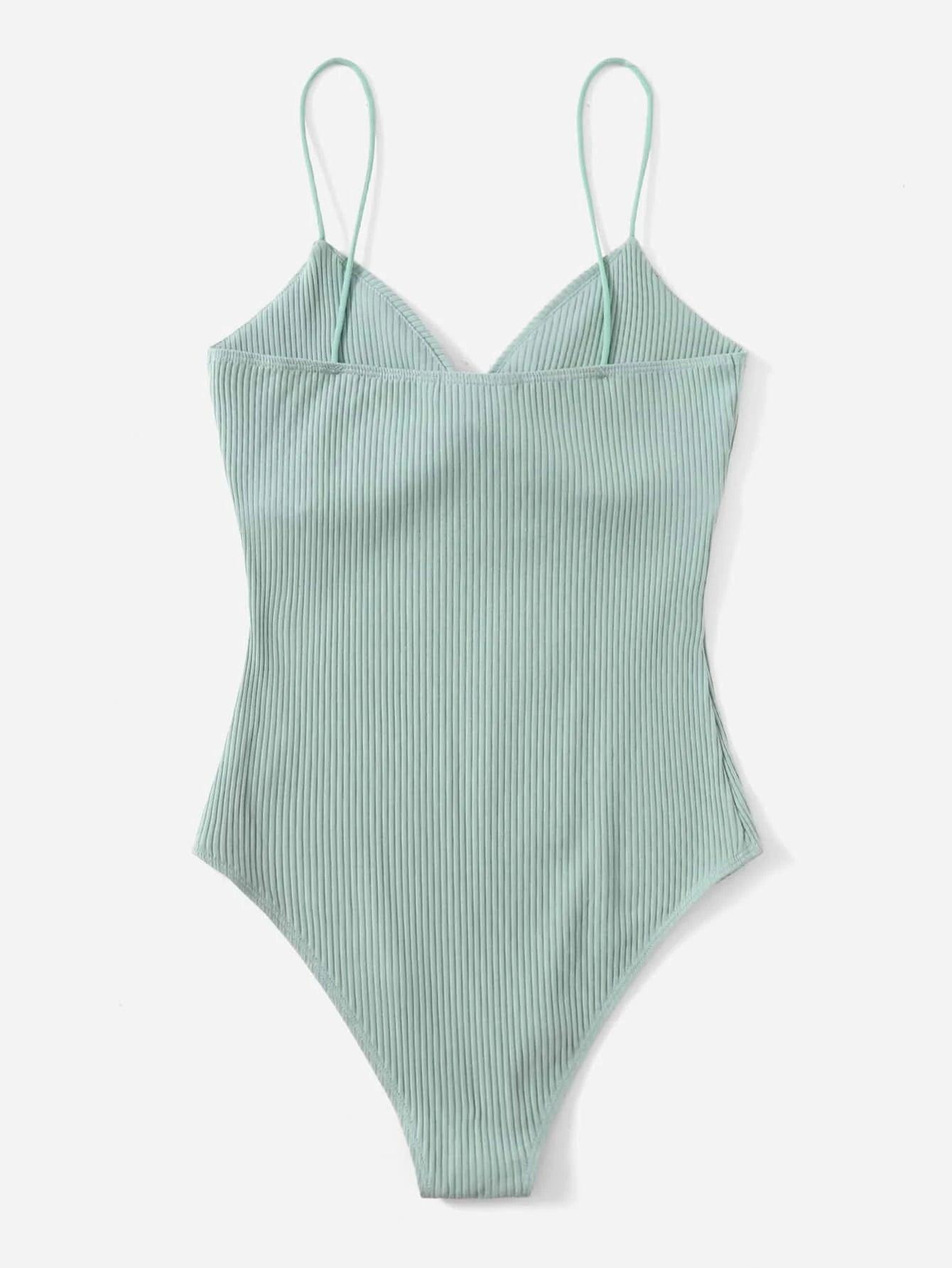 Sleeveless Front Rib-Knit Slip Bodysuit-Comfy Jumpsuits