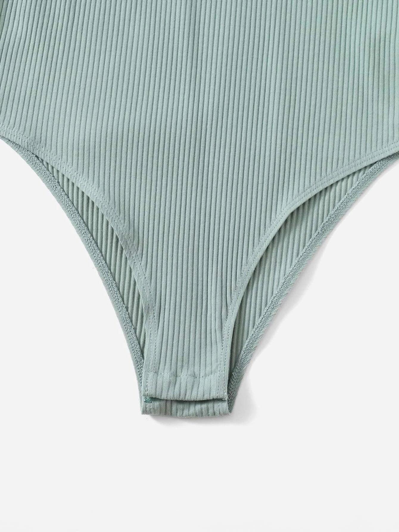 Sleeveless Front Rib-Knit Slip Bodysuit-Comfy Jumpsuits