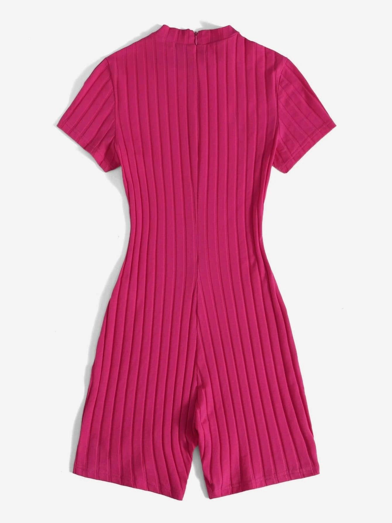 Mock Neck Rib-knit Unitard Romper-Comfy Jumpsuits