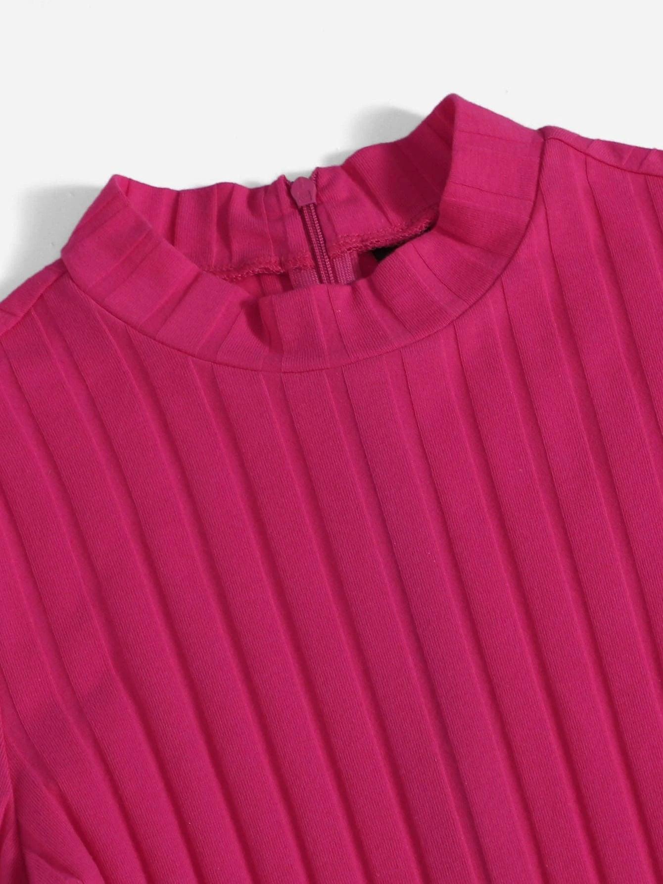 Mock Neck Rib-knit Unitard Romper-Comfy Jumpsuits