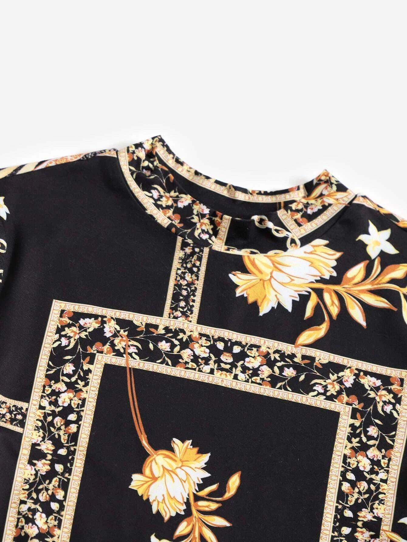 Scarf Print Unitard Bodysuit-Comfy Jumpsuits