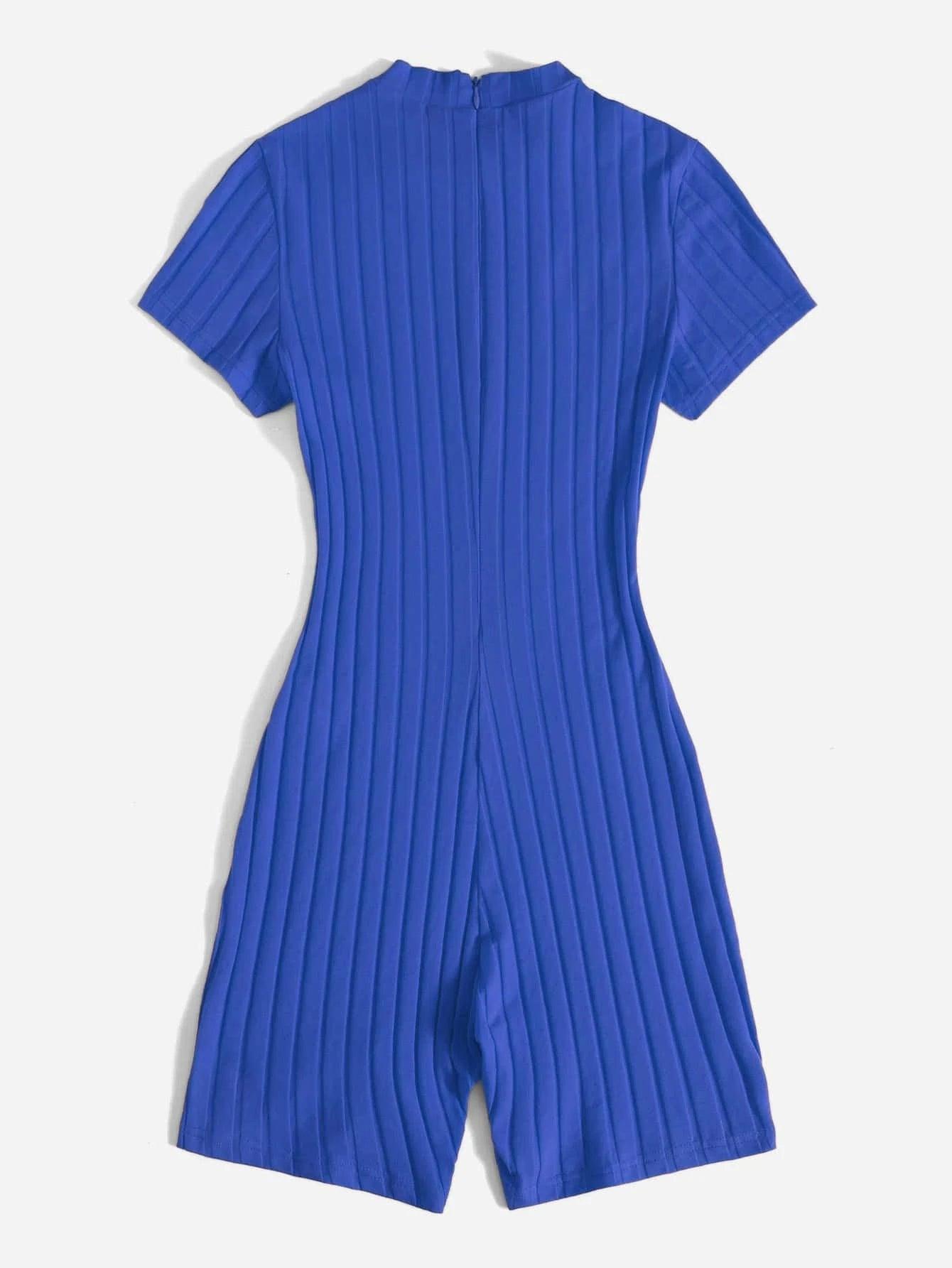Mock Neck Rib-knit Unitard Romper-Comfy Jumpsuits