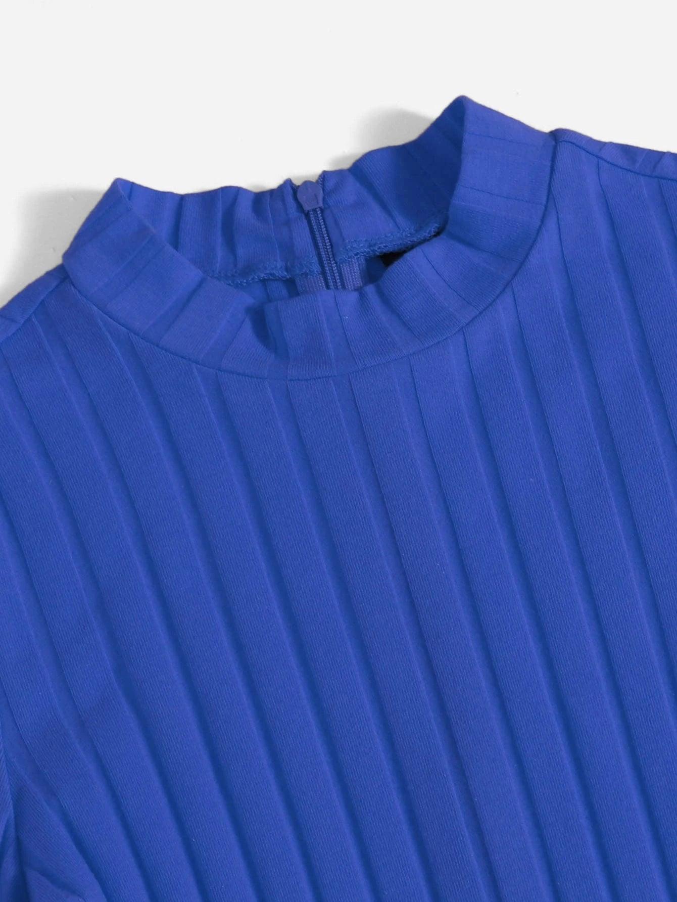 Mock Neck Rib-knit Unitard Romper-Comfy Jumpsuits