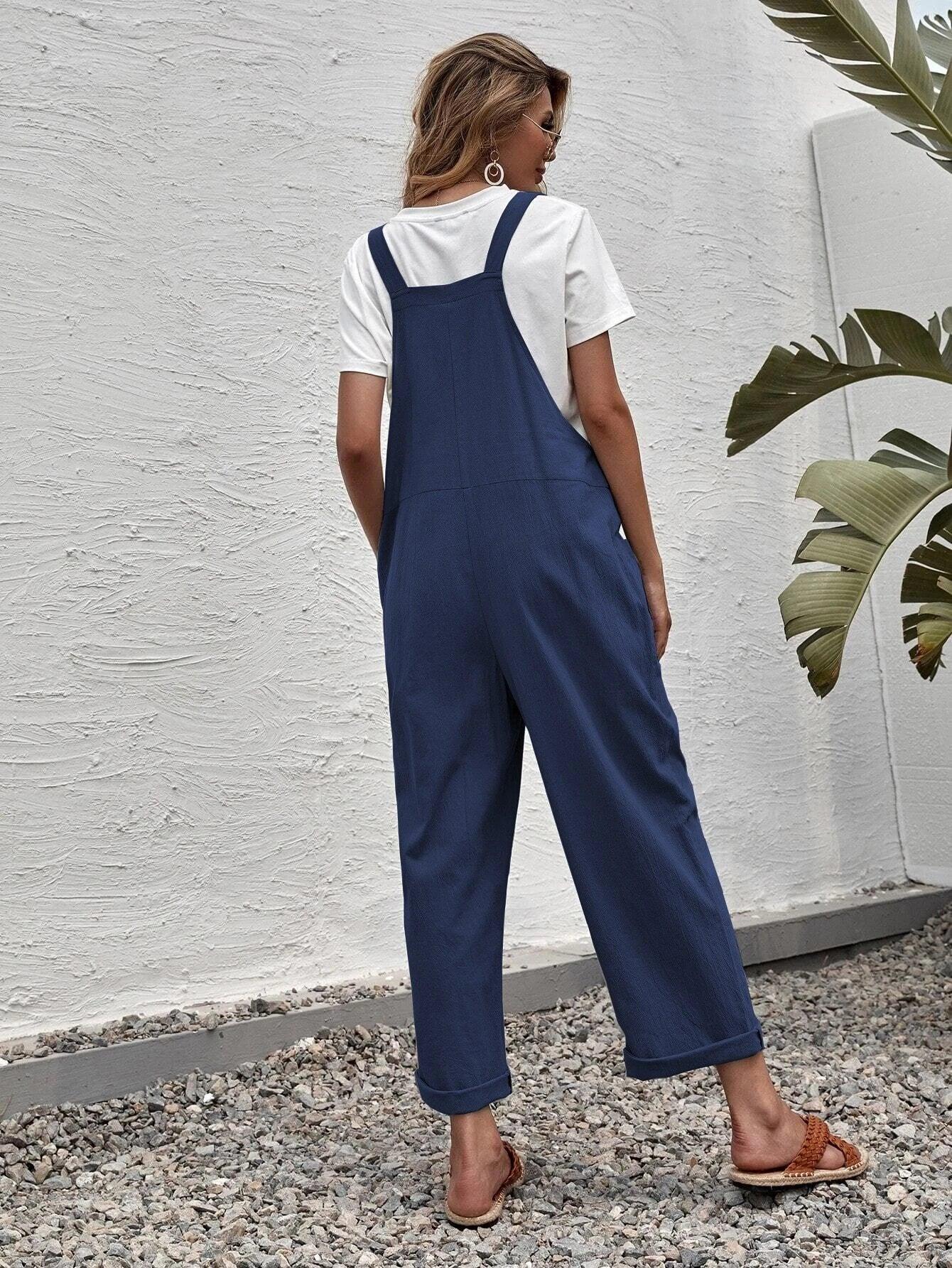 Dual Pocket Suspender Jumpsuit-Comfy Jumpsuits