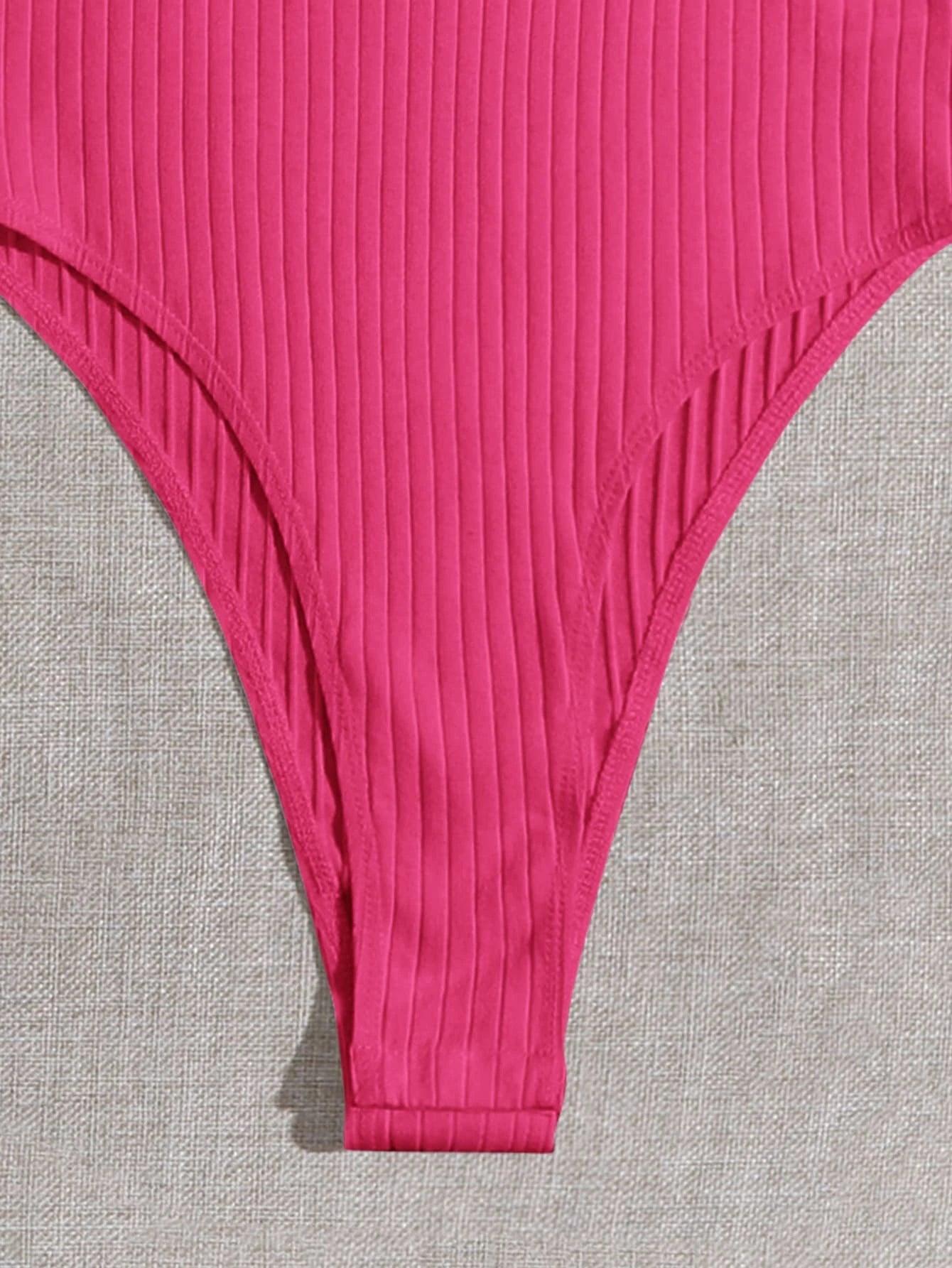 Lettuce Trim Ribbed Knit Bodysuit-Comfy Jumpsuits