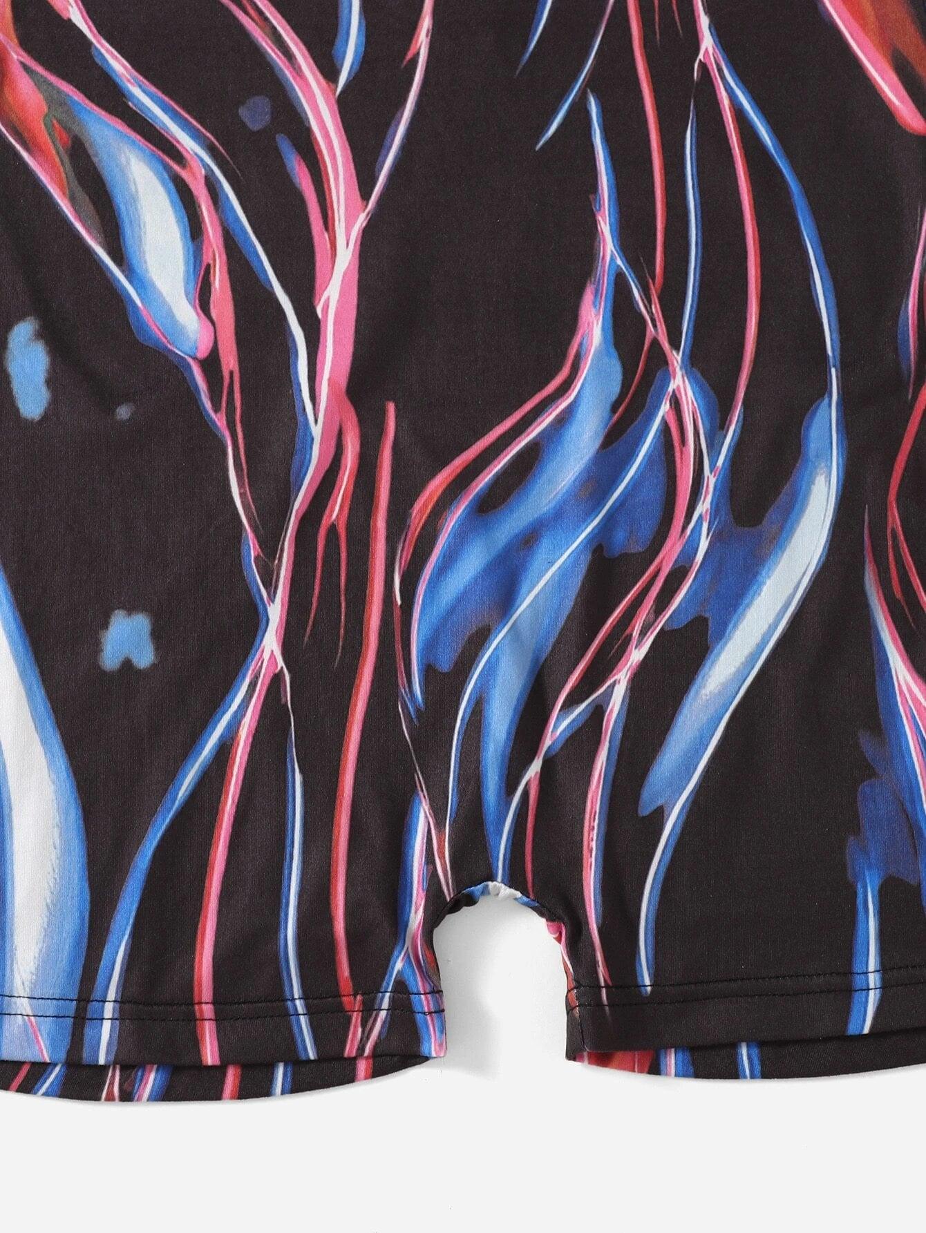 Random Print CrissCross Unitard Romper-Comfy Jumpsuits