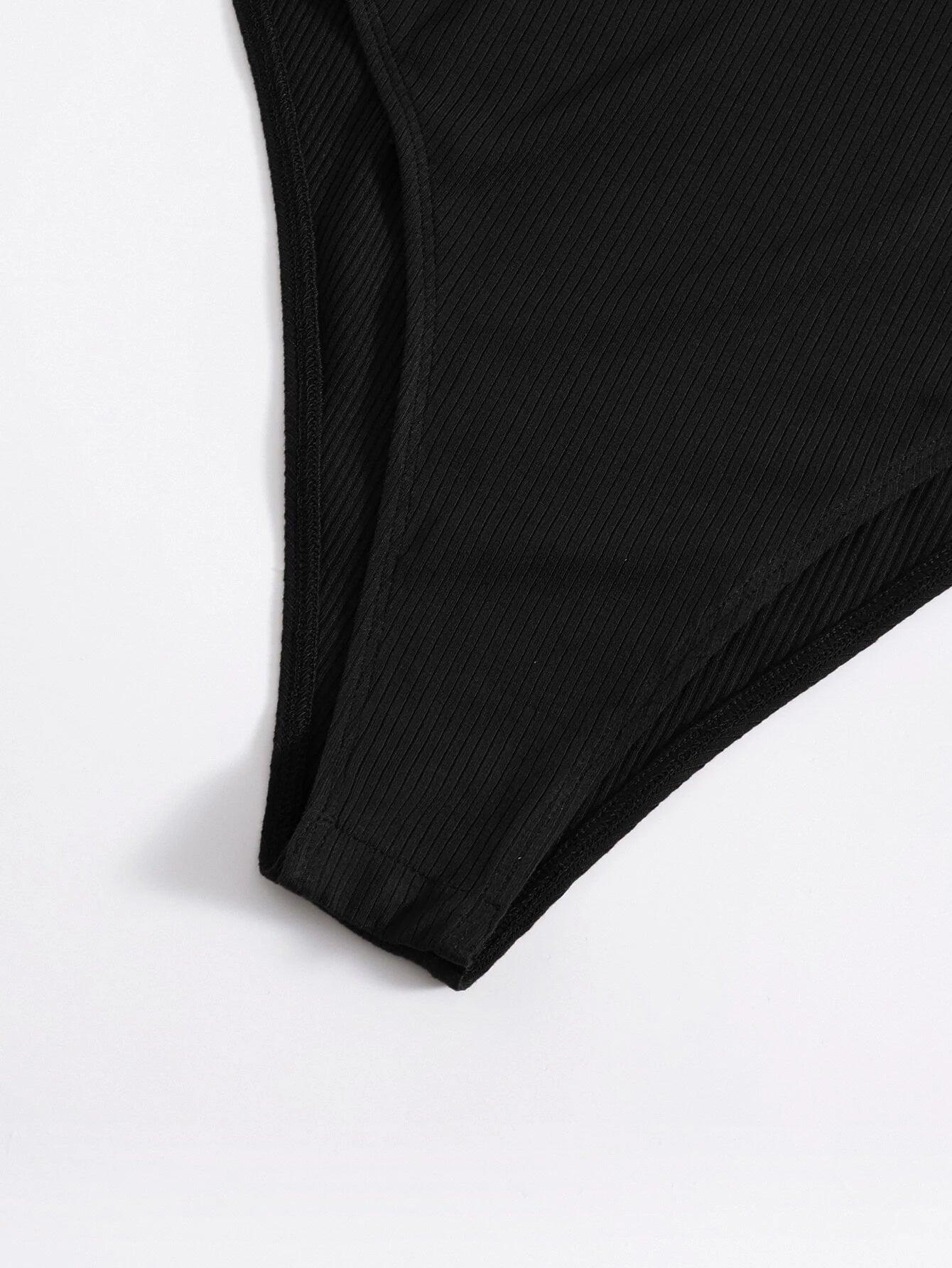 Scoop Neck Rib-Knit Bodysuit-Comfy Jumpsuits