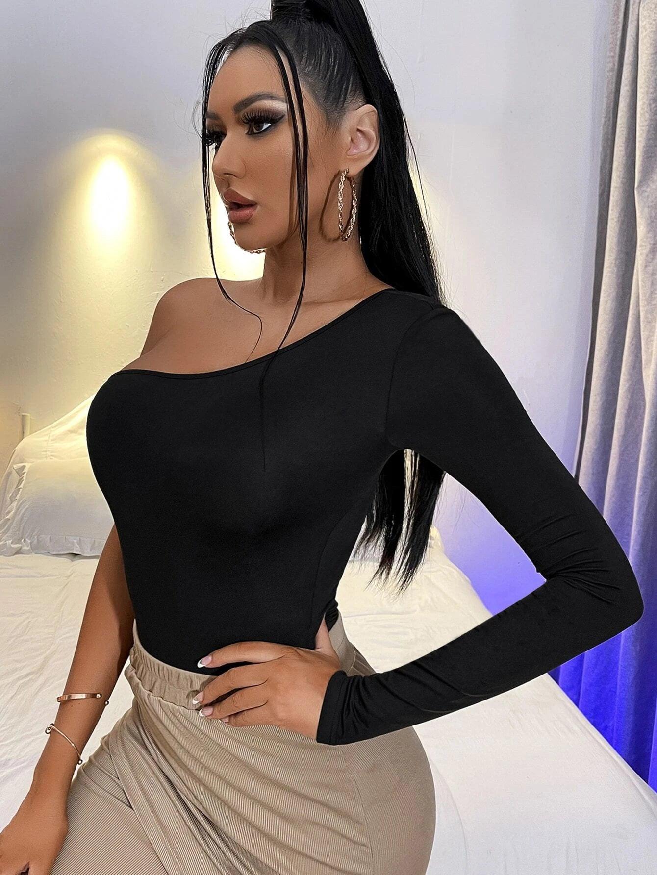 One Shoulder Bodysuit-Comfy Jumpsuits