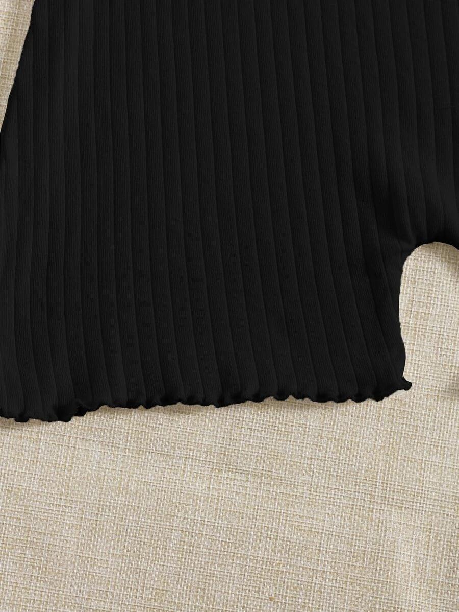 Lettuce Trim Rib Knit Skinny Romper-Comfy Jumpsuits