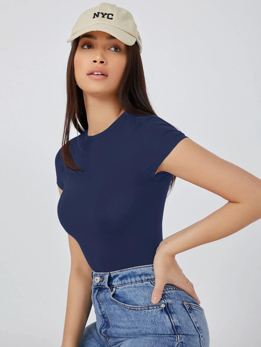 Slim Tee Bodysuit-Comfy Jumpsuits