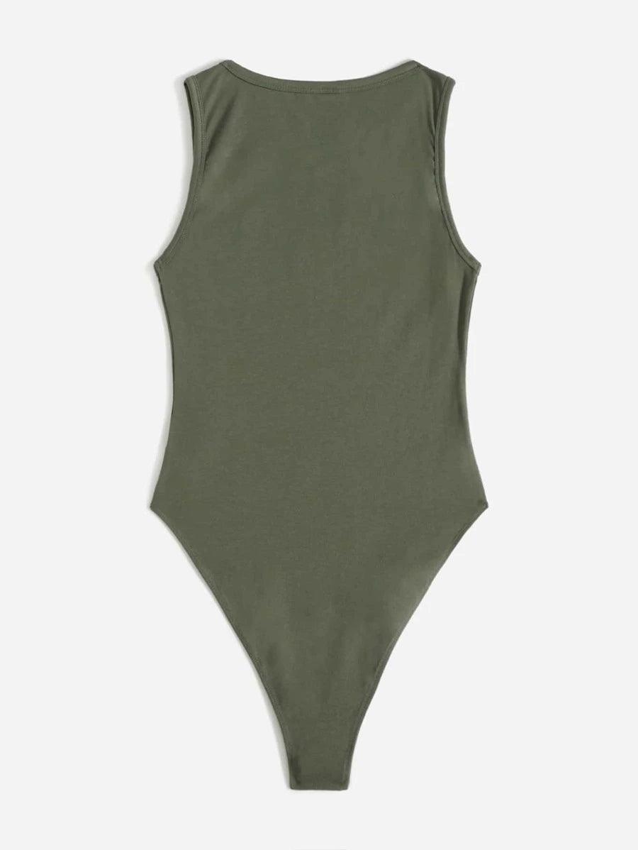 Solid Skinny Bodysuit-Comfy Jumpsuits