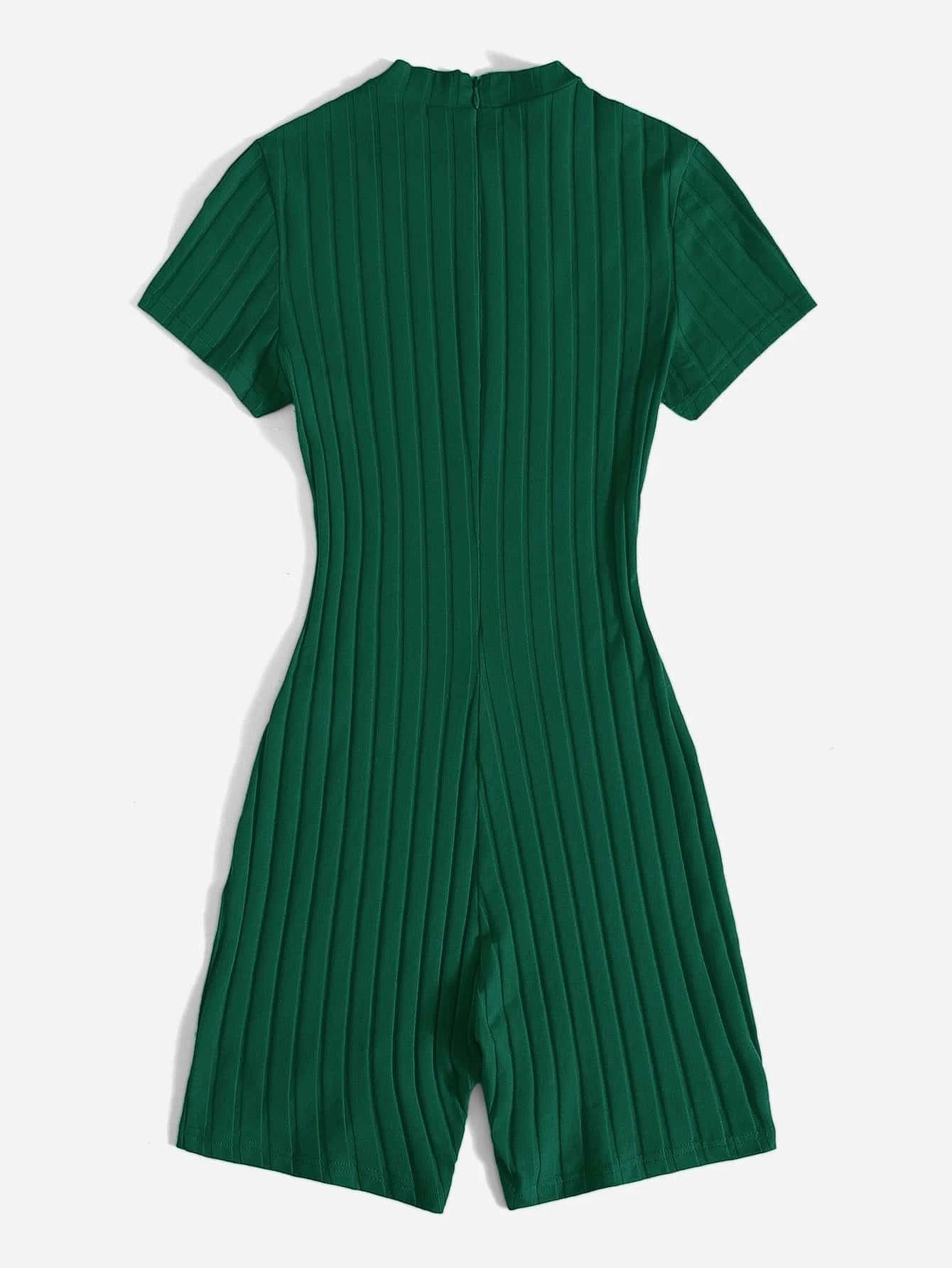 Mock Neck Rib-knit Unitard Romper-Comfy Jumpsuits