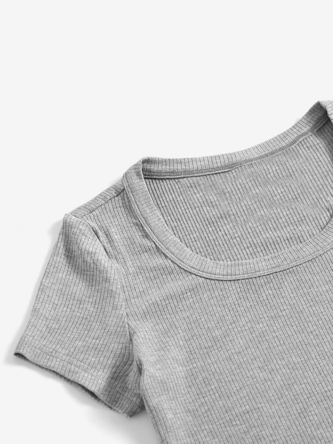 Scoop Neck Rib-Knit Bodysuit-Comfy Jumpsuits