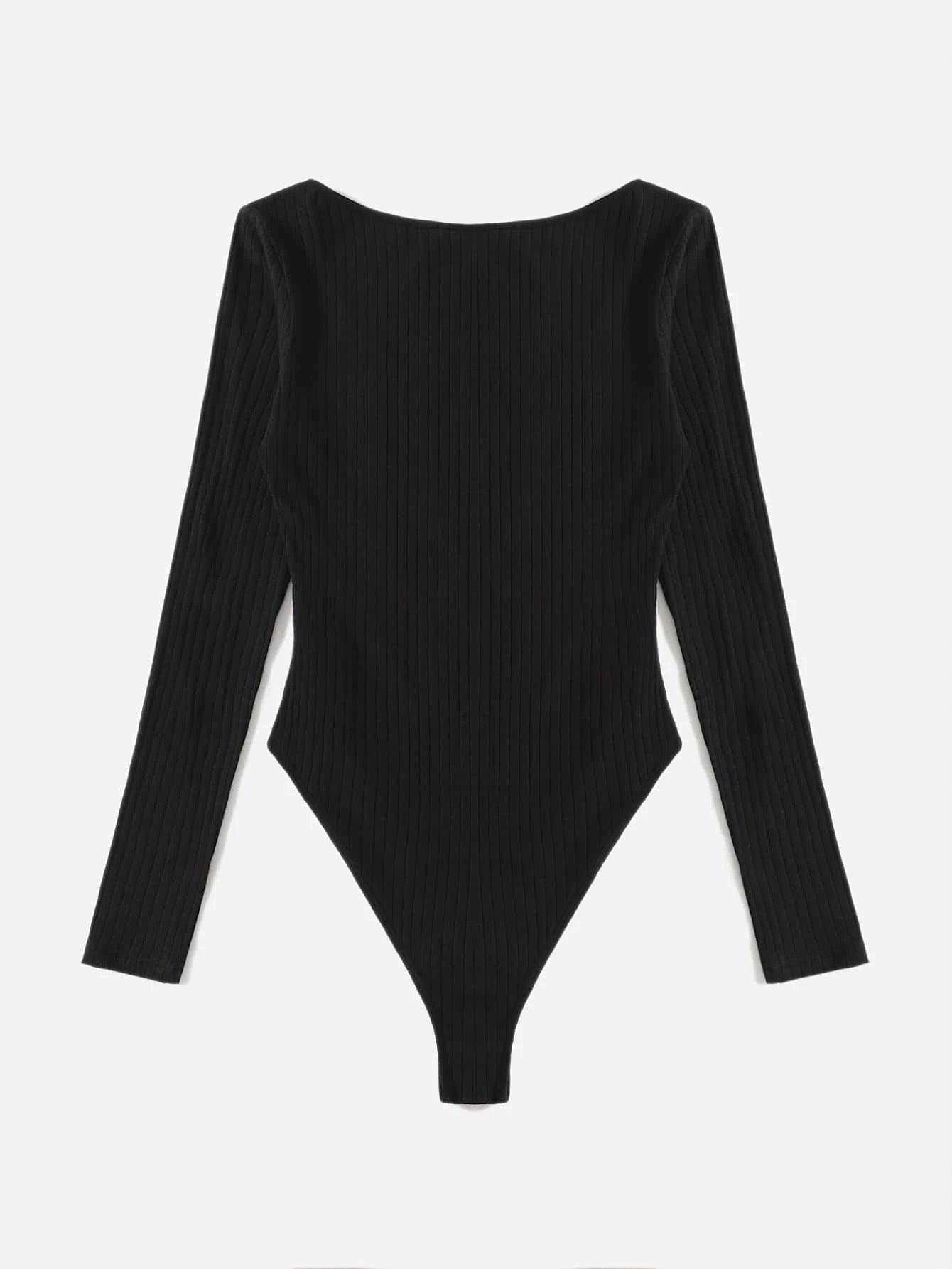 Ribbed Knit Bodysuit-Comfy Jumpsuits