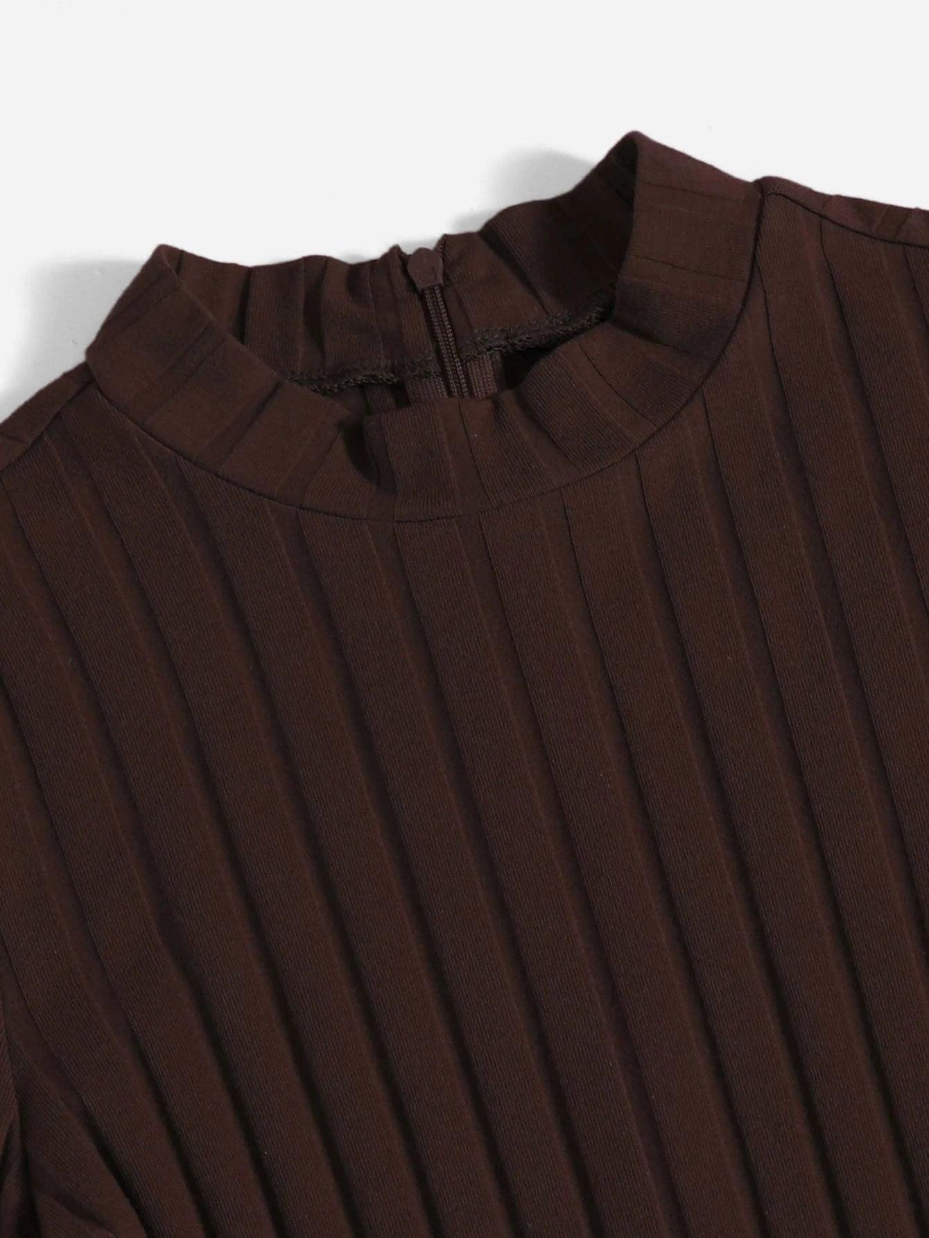 Mock Neck Rib-knit Unitard Romper-Comfy Jumpsuits