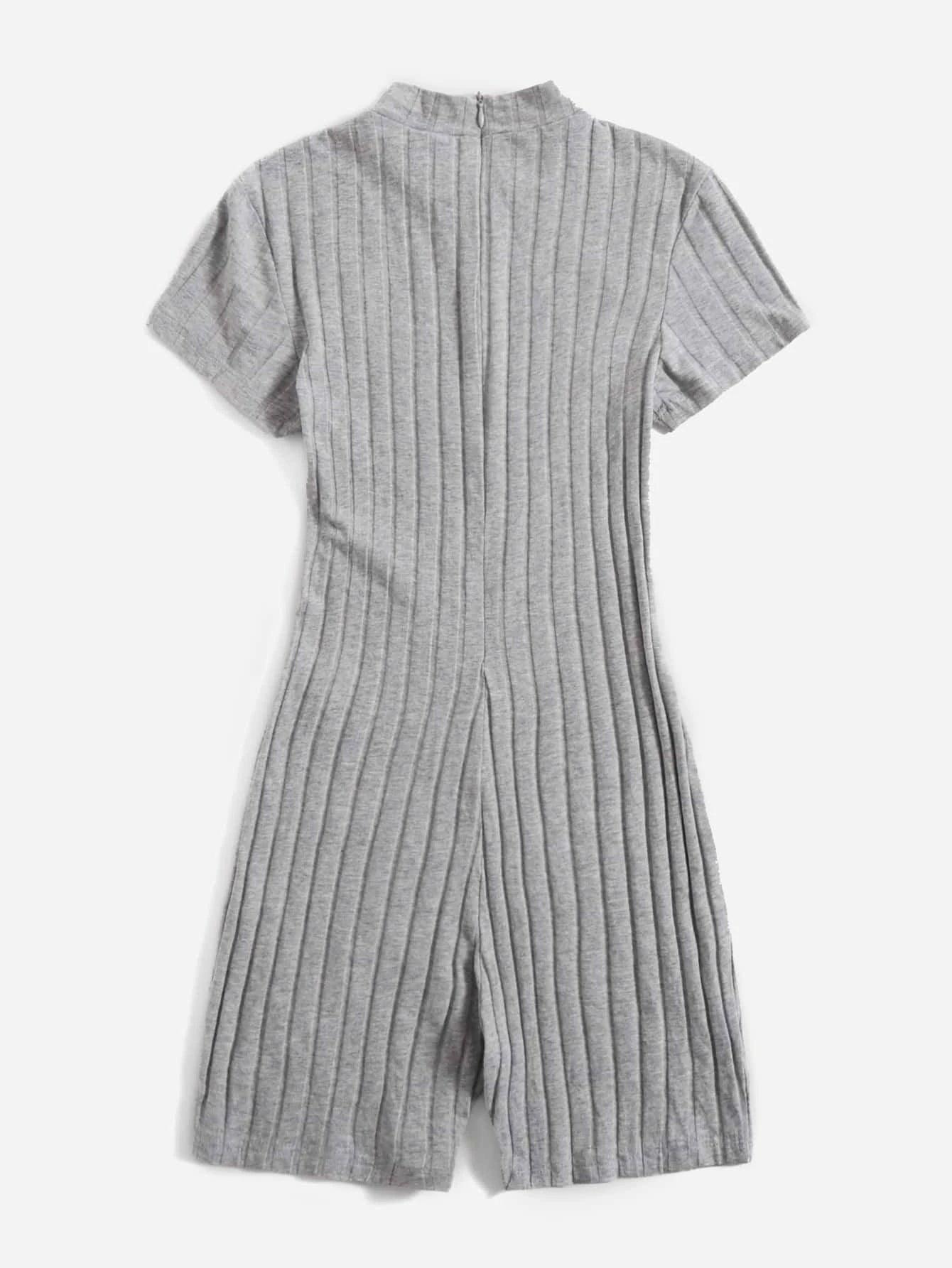 Mock Neck Rib-knit Unitard Romper-Comfy Jumpsuits