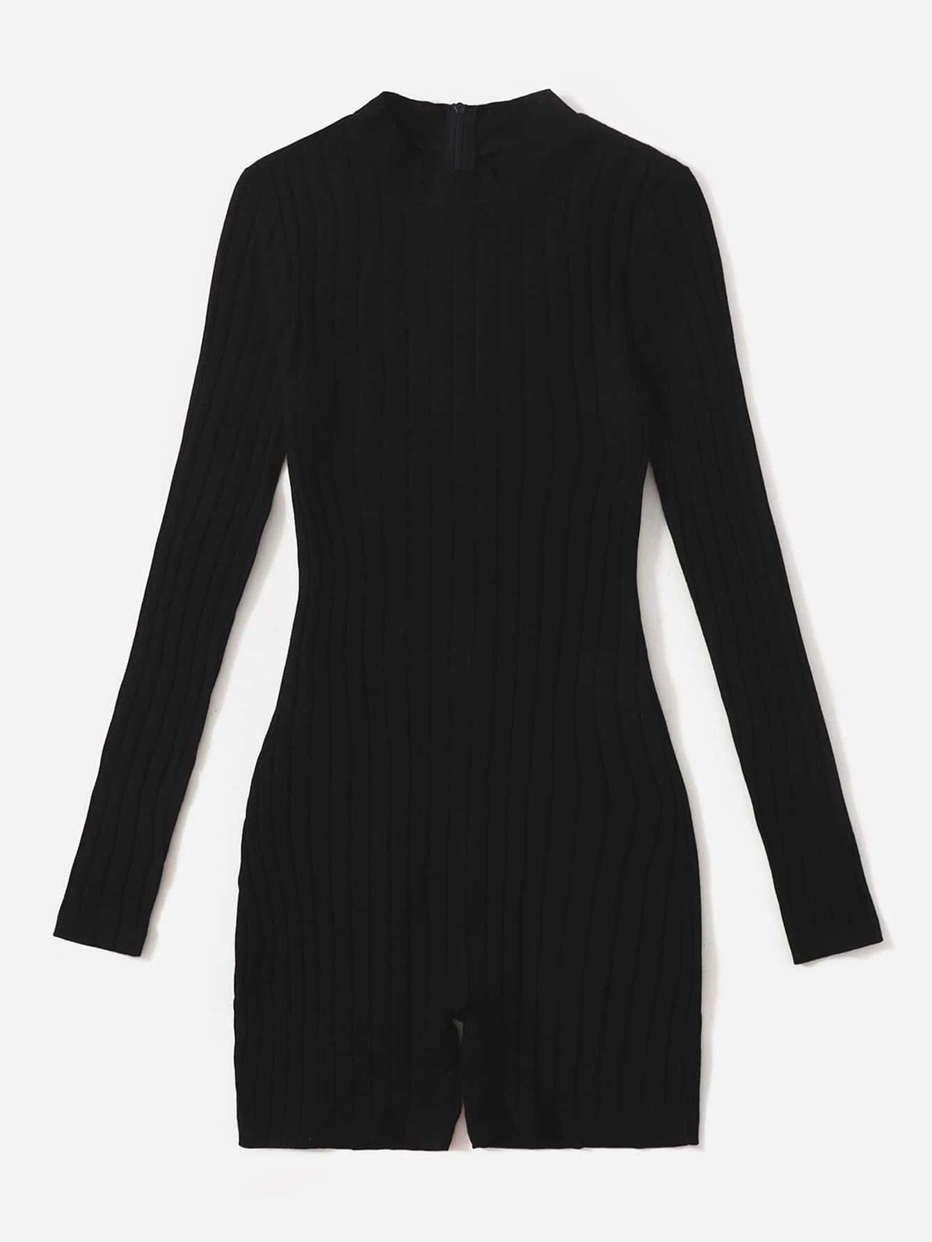 Mock Neck Ribbed Knit Romper-Comfy Jumpsuits